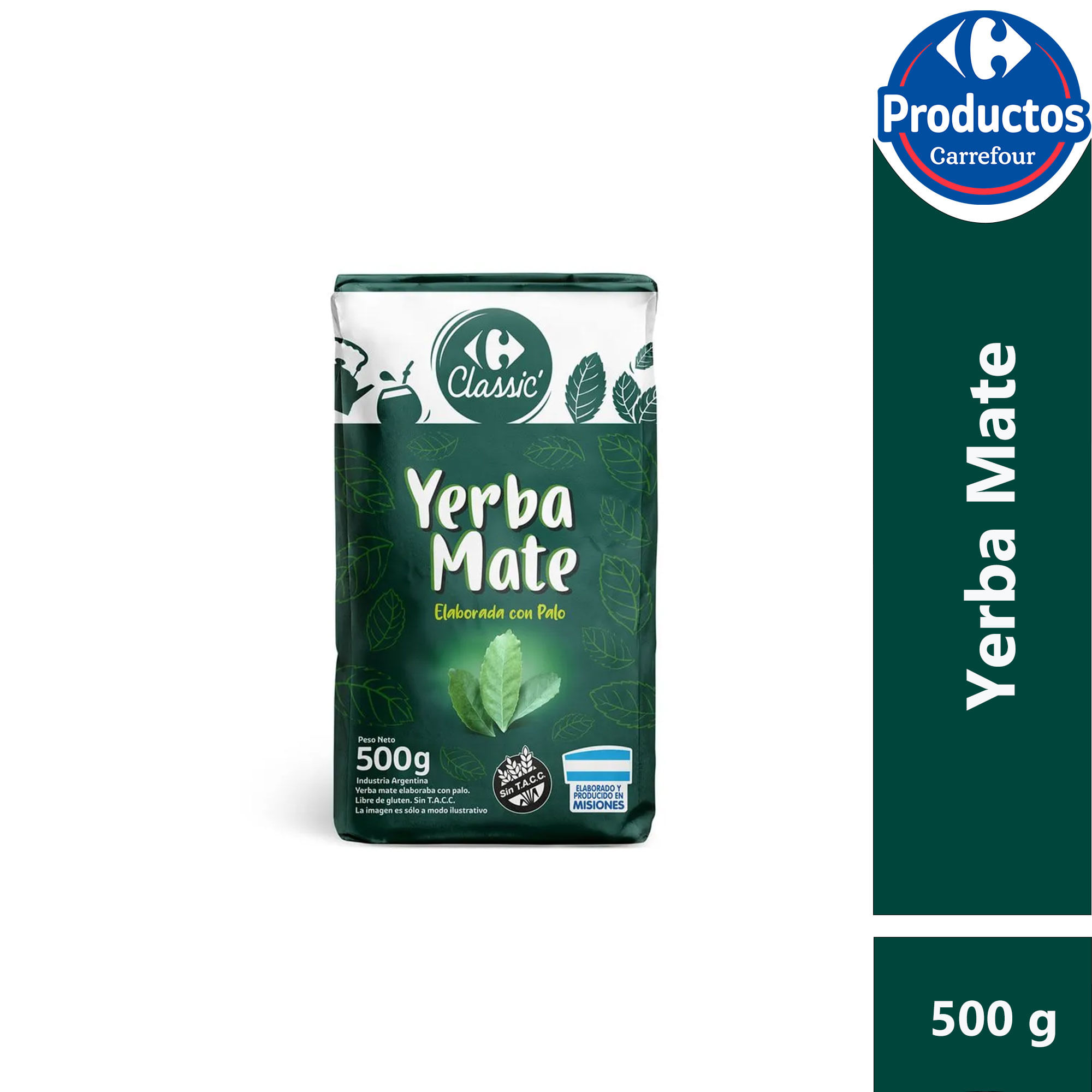 Yerba mate con palo Carrefour Classic sin TACC 500 g.