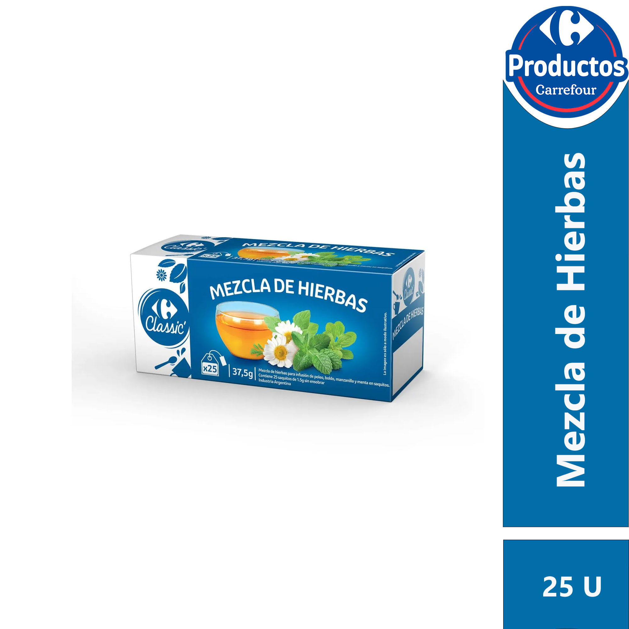 Té de hierbas en saquitos Carrefour Classic 25 uni
