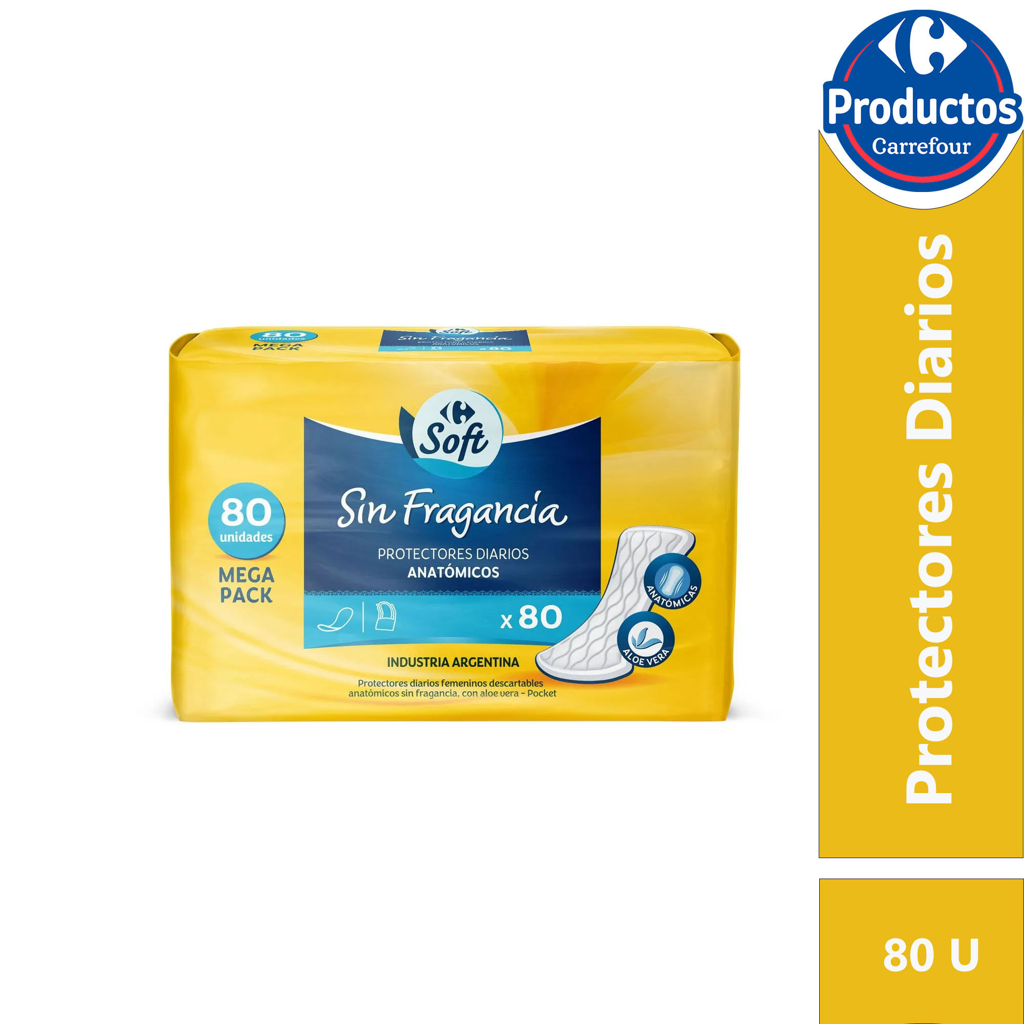 Protectores diarios Carrefour anatómicos 80 u.
