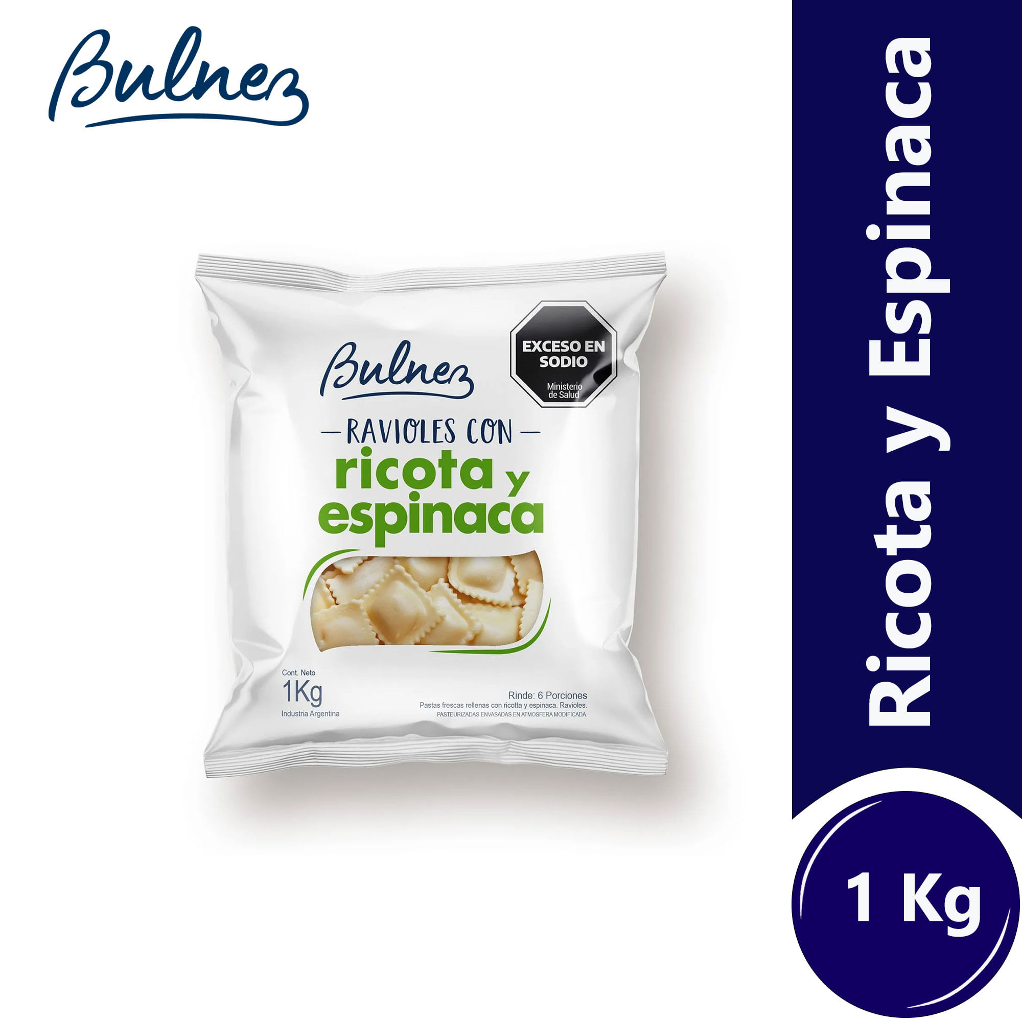 Ravioles de ricota y espinaca Bulnez fp 1 kg.