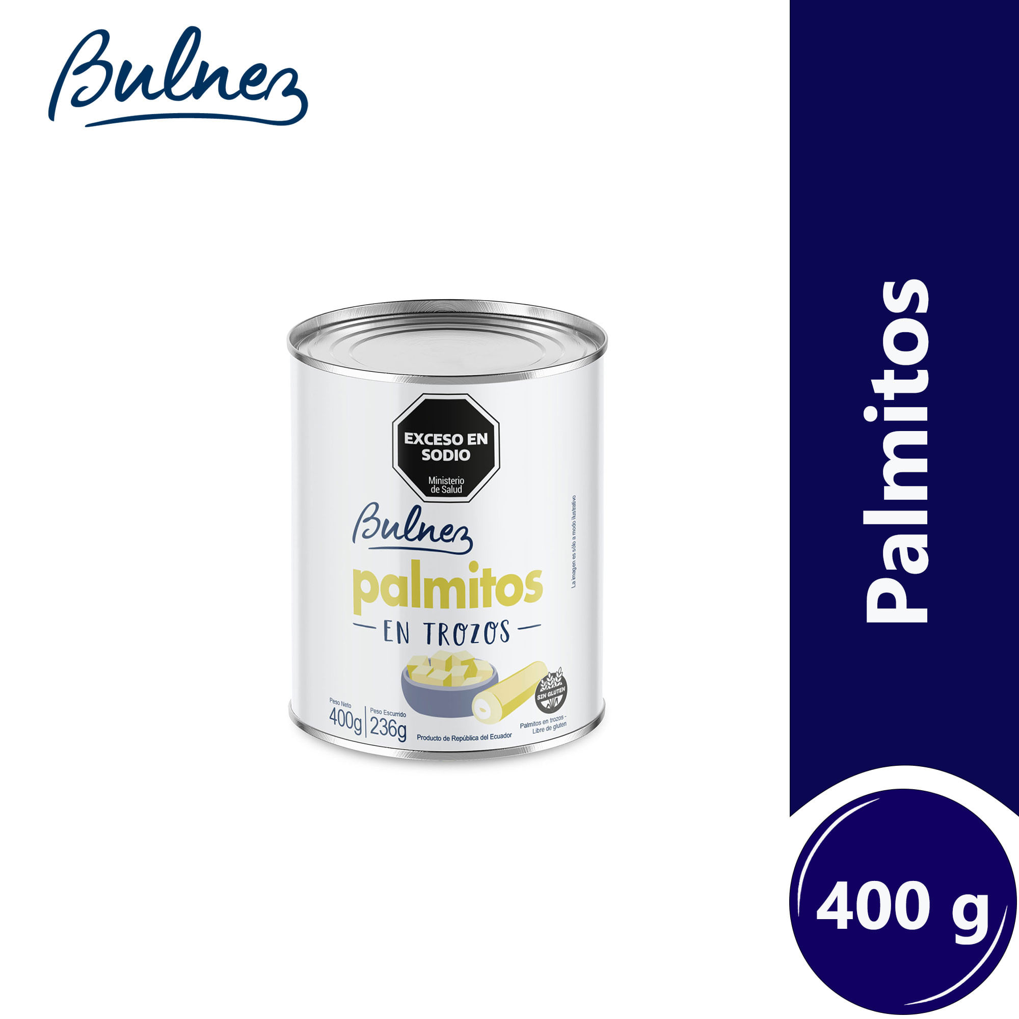 Palmitos trozados Bulnez en lata 400 grs