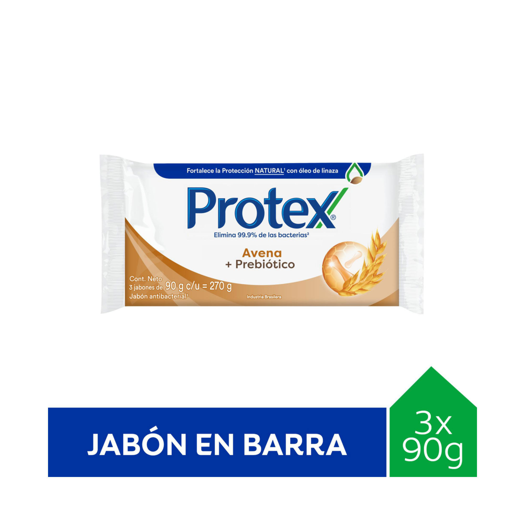 Jabón de tocador Protex Avena + Prebiótico 90 grs 3 uni