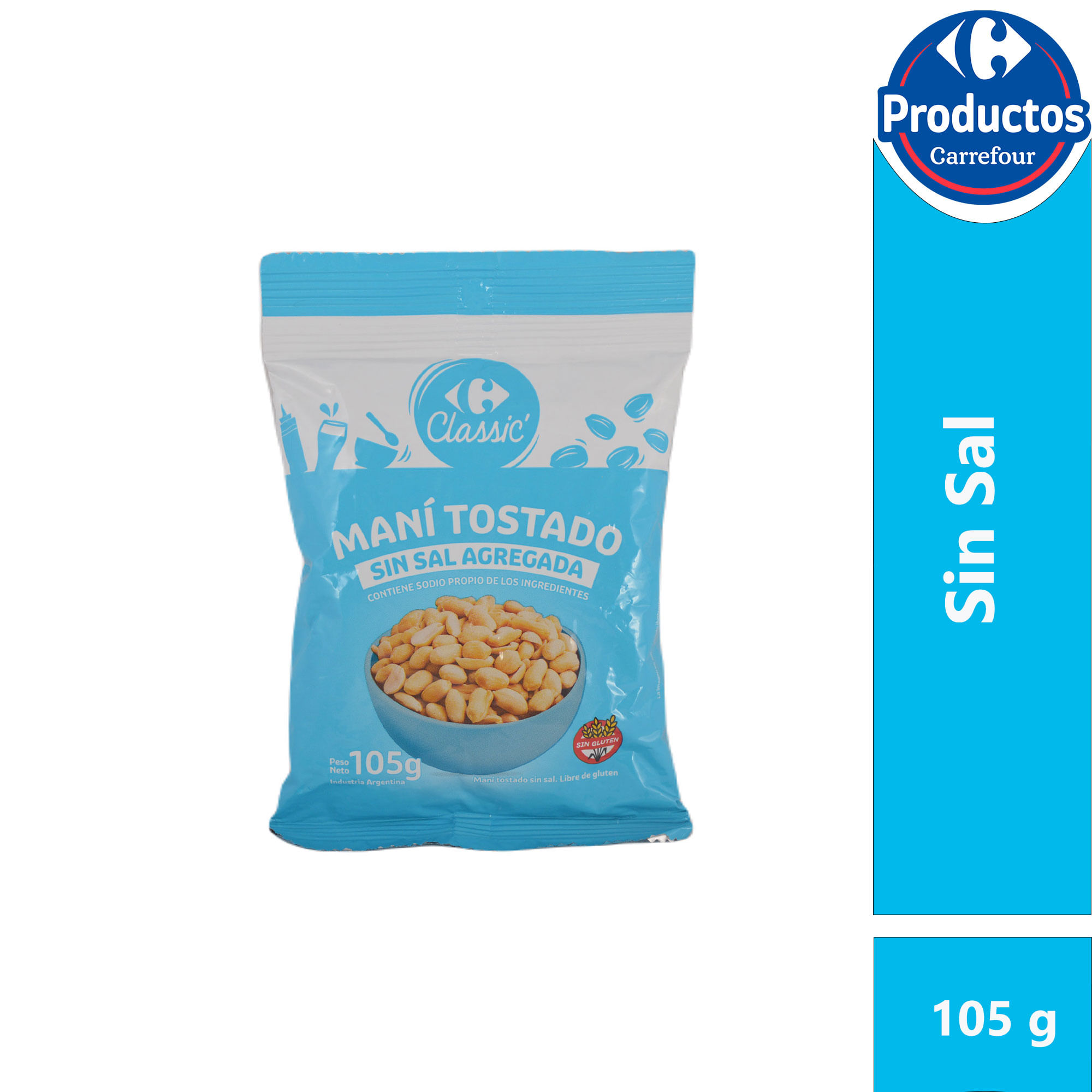 Maní tostado sin sal Carrefour Classic 105 grs