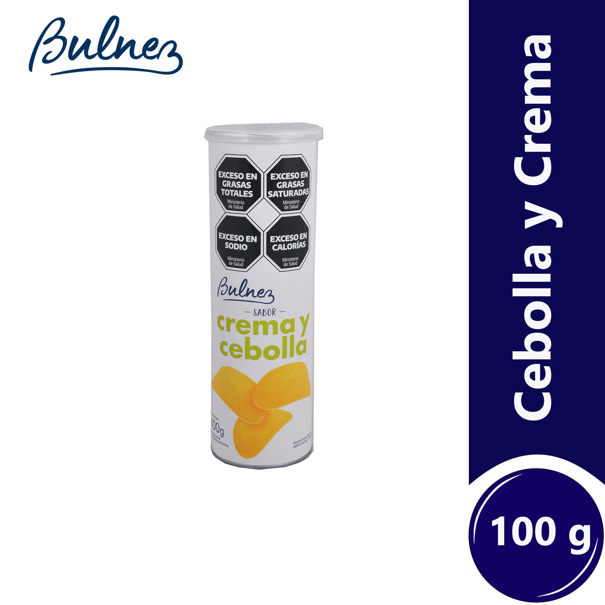 Papas fritas Bulnez sabor queso y cebolla en tubo 100 grs