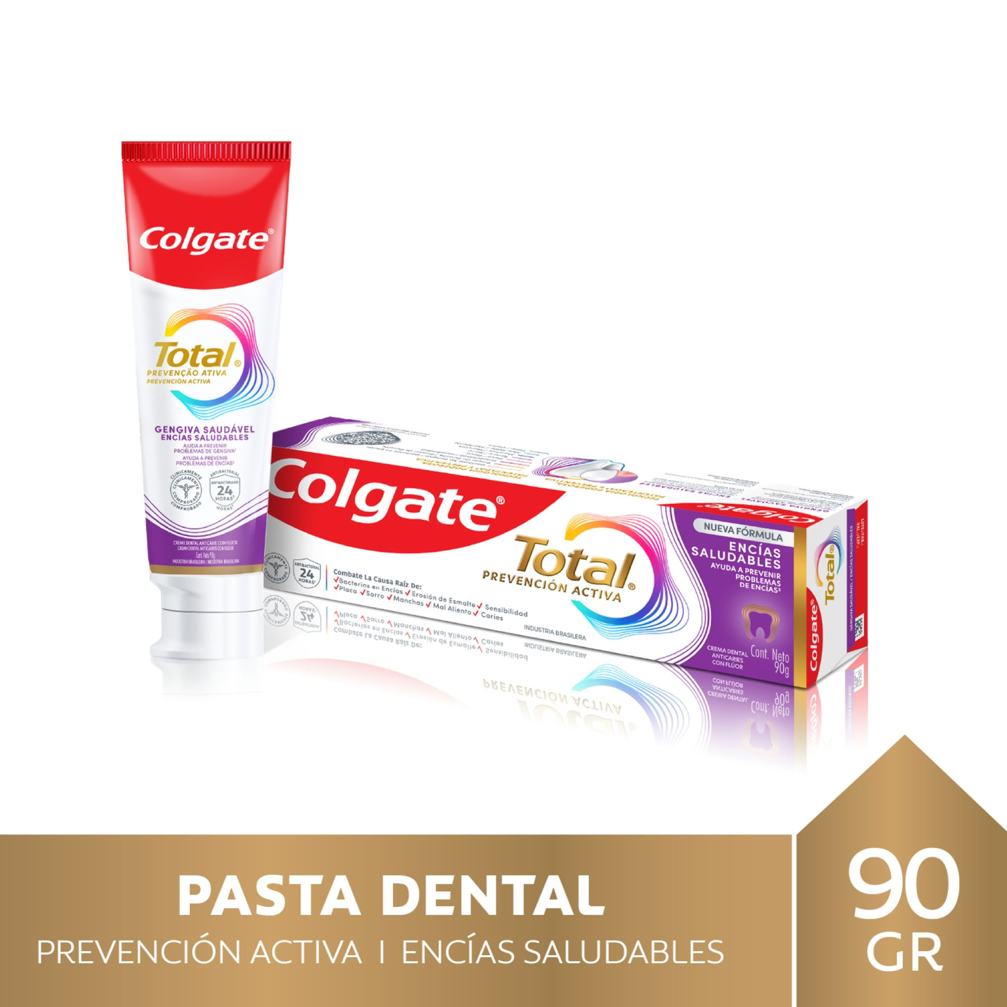 Pasta Dental Colgate Total Encías Saludables Con Flúor 90 G
