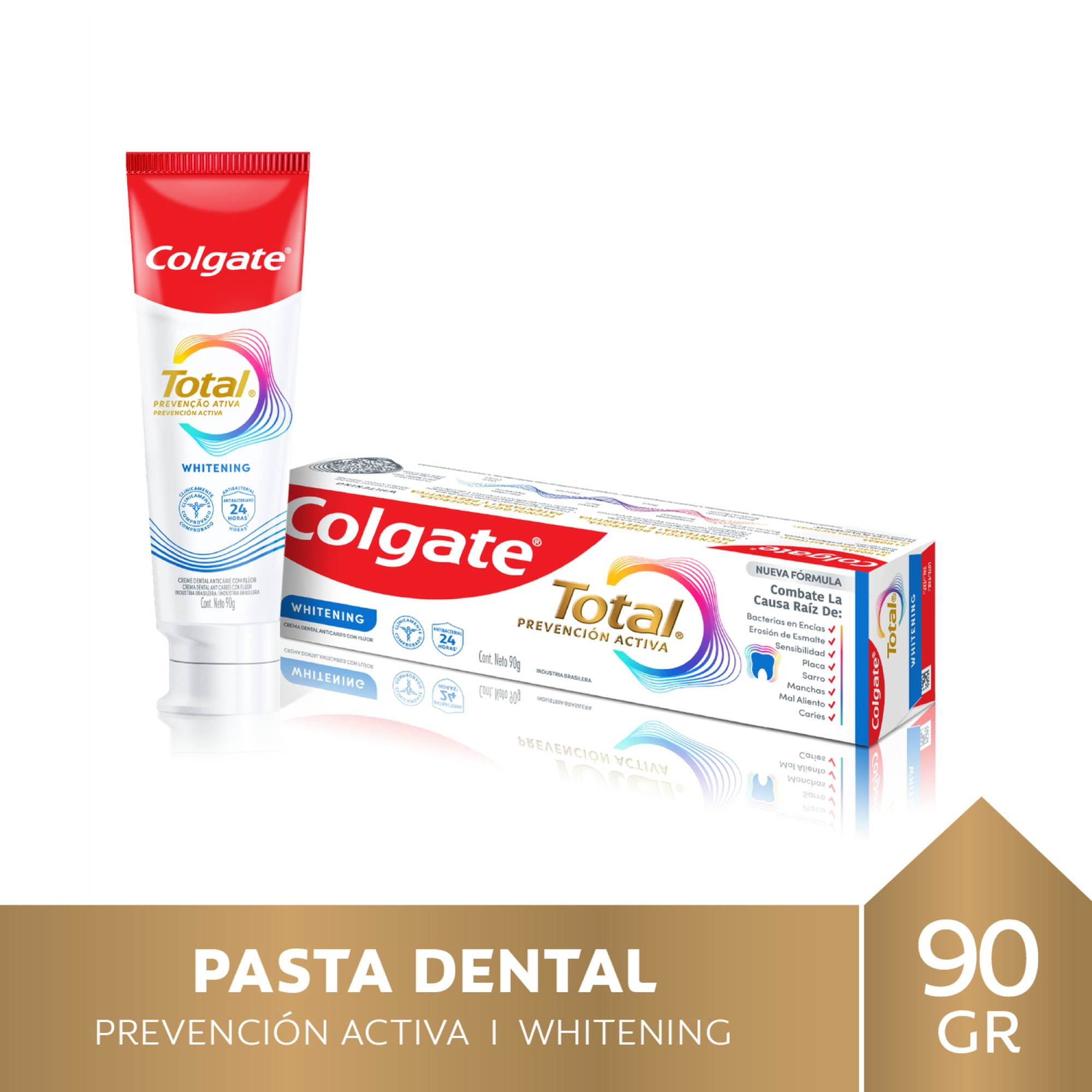 Pasta dental Colgate Total whitening con flúor 90 grs