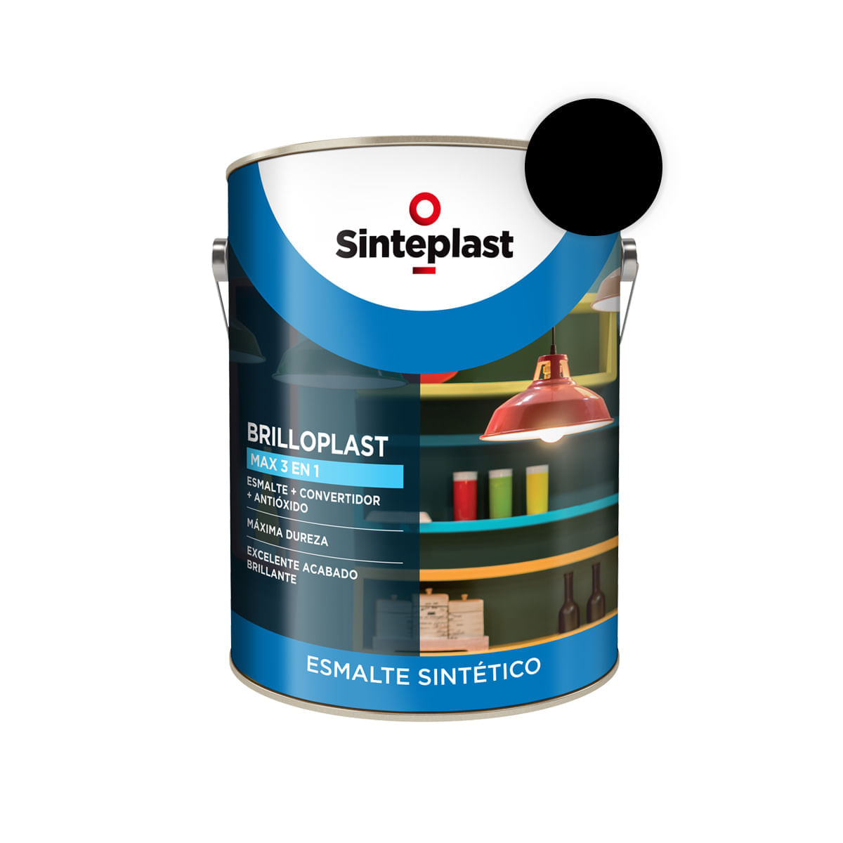 Brilloplast max esmalte sintetico 3 en 1 negro 20 l