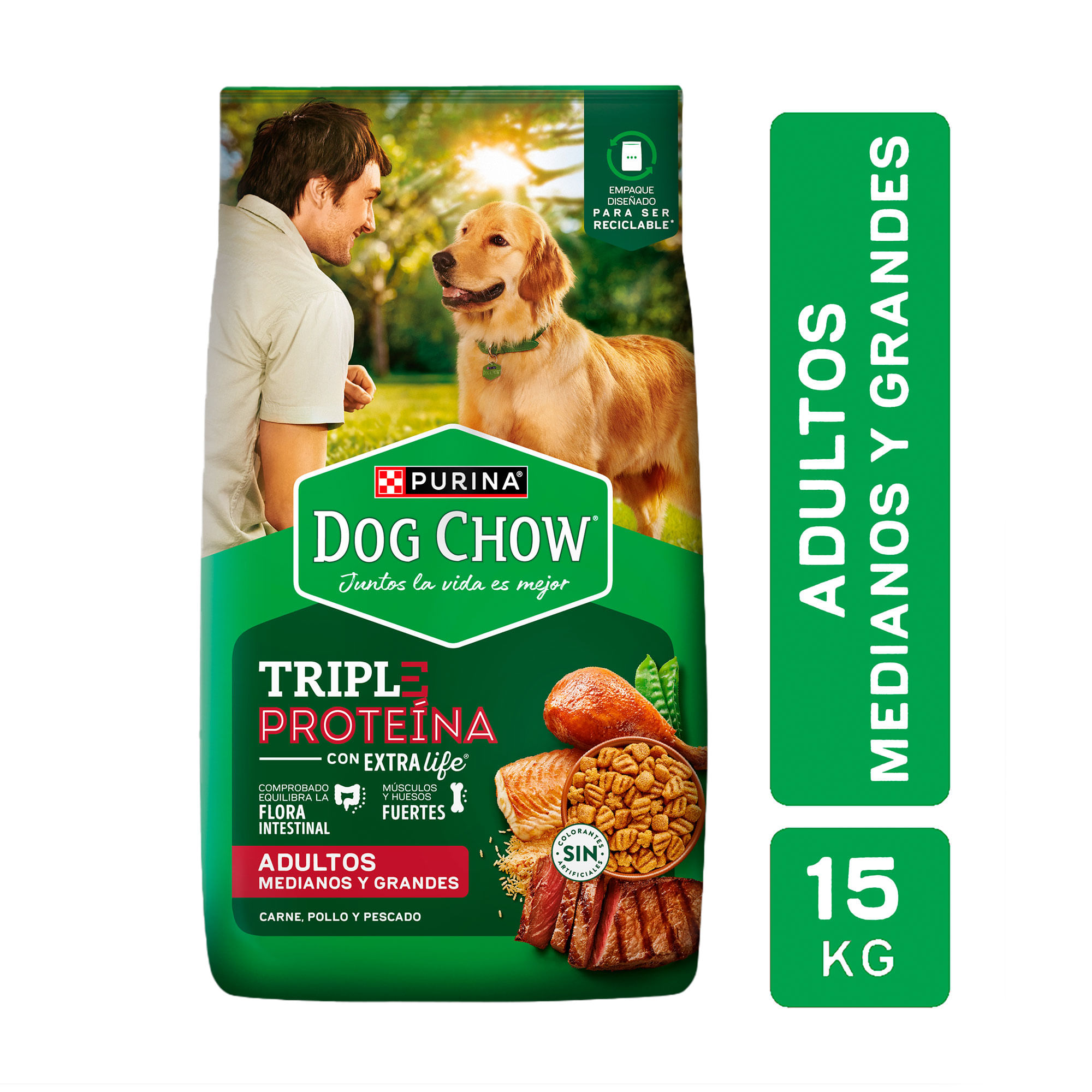 Alimento Dog Chow Para Perros Adultos, Medianos Y Grandes Sabor Carne Y Pollo 15 Kg