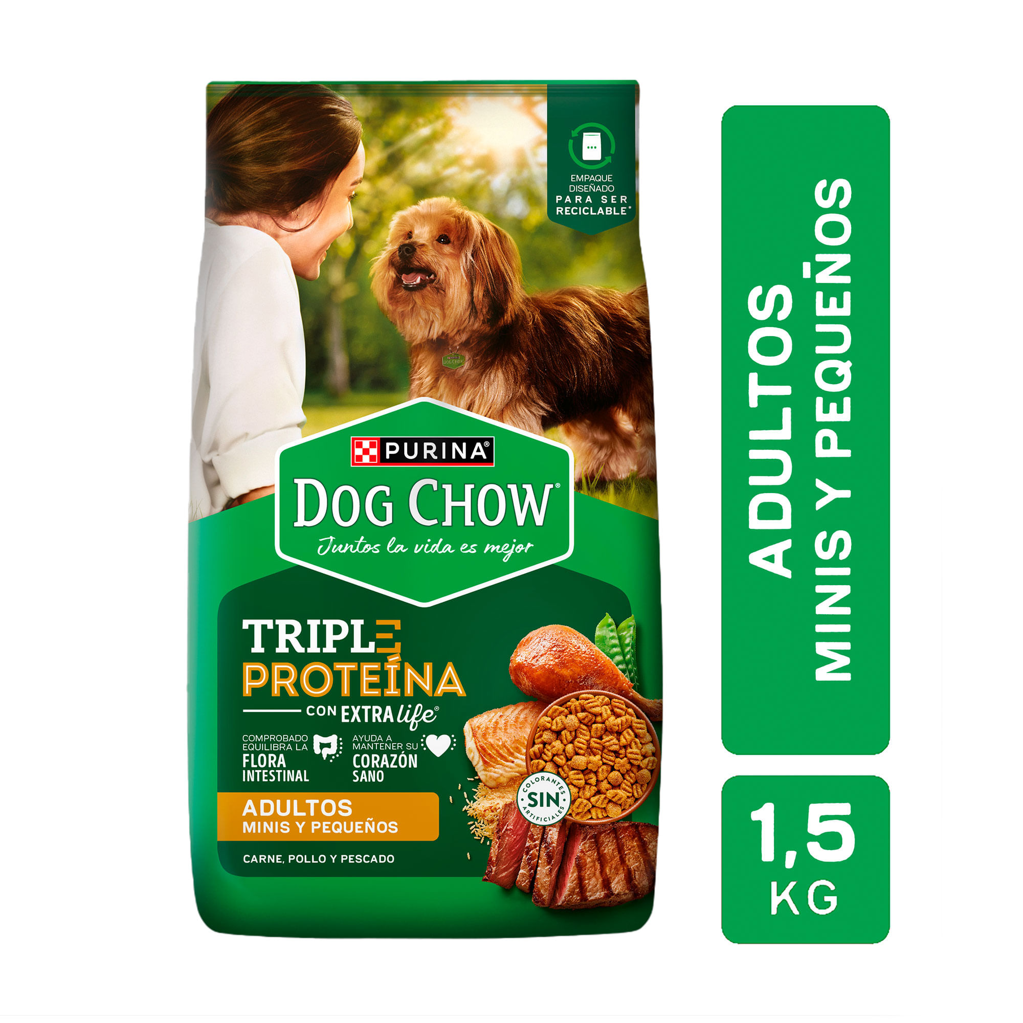 Alimento Dog Chow Para Perros Adultos, Minis Y Pequeños Sabor Carne Y Pollo 1.5 Kg