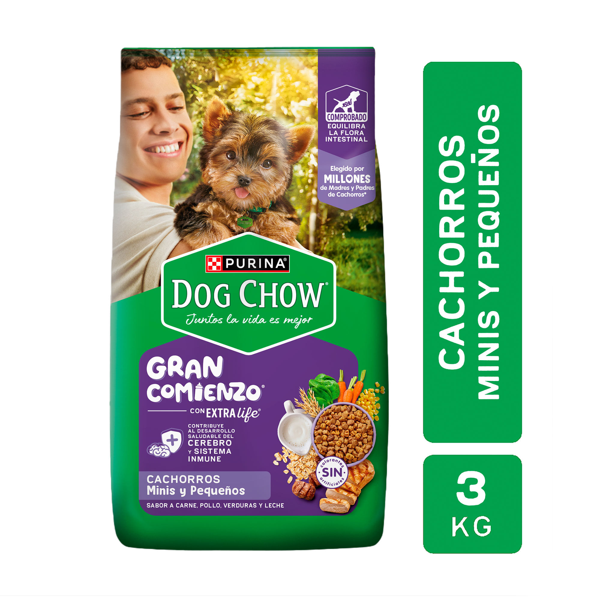 Alimento Para Perros Dog Chow Cachorros Sabor A Carne, Pollo, Verduras Y Leche 3 Kg