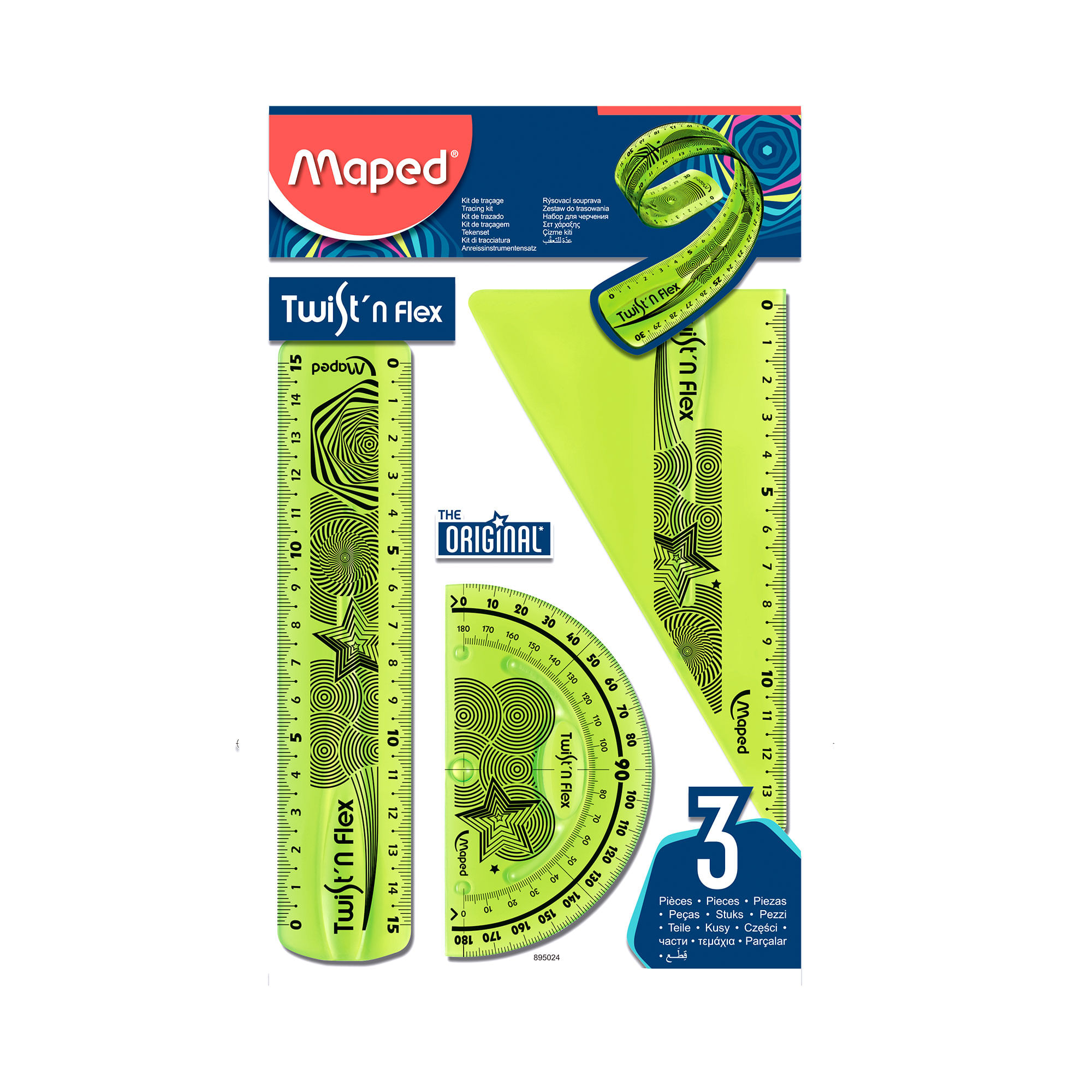 Set geométrico Maped flex twist y flex 15 cm 3 piezas