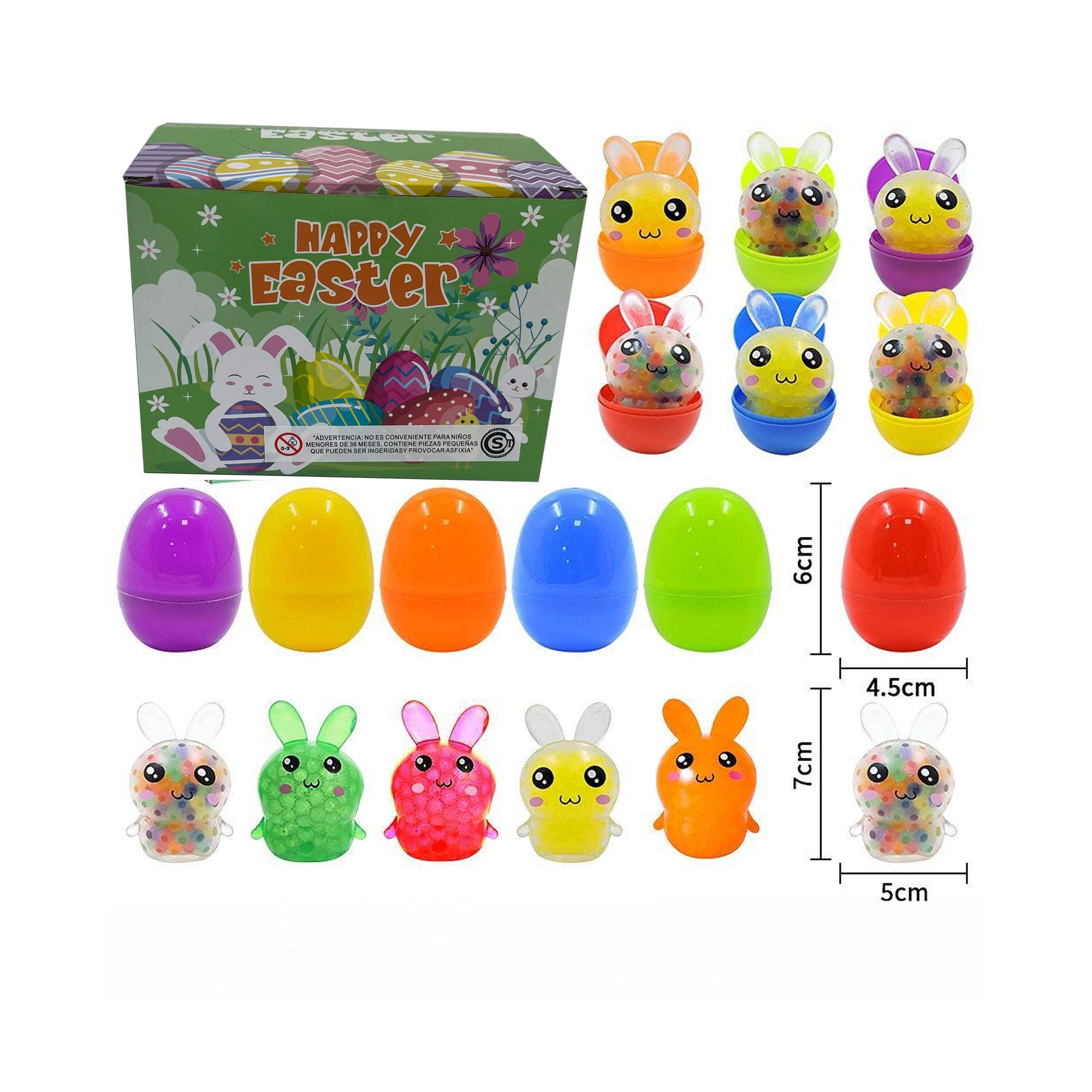 Caja con 12 huevos de pascuas conejos