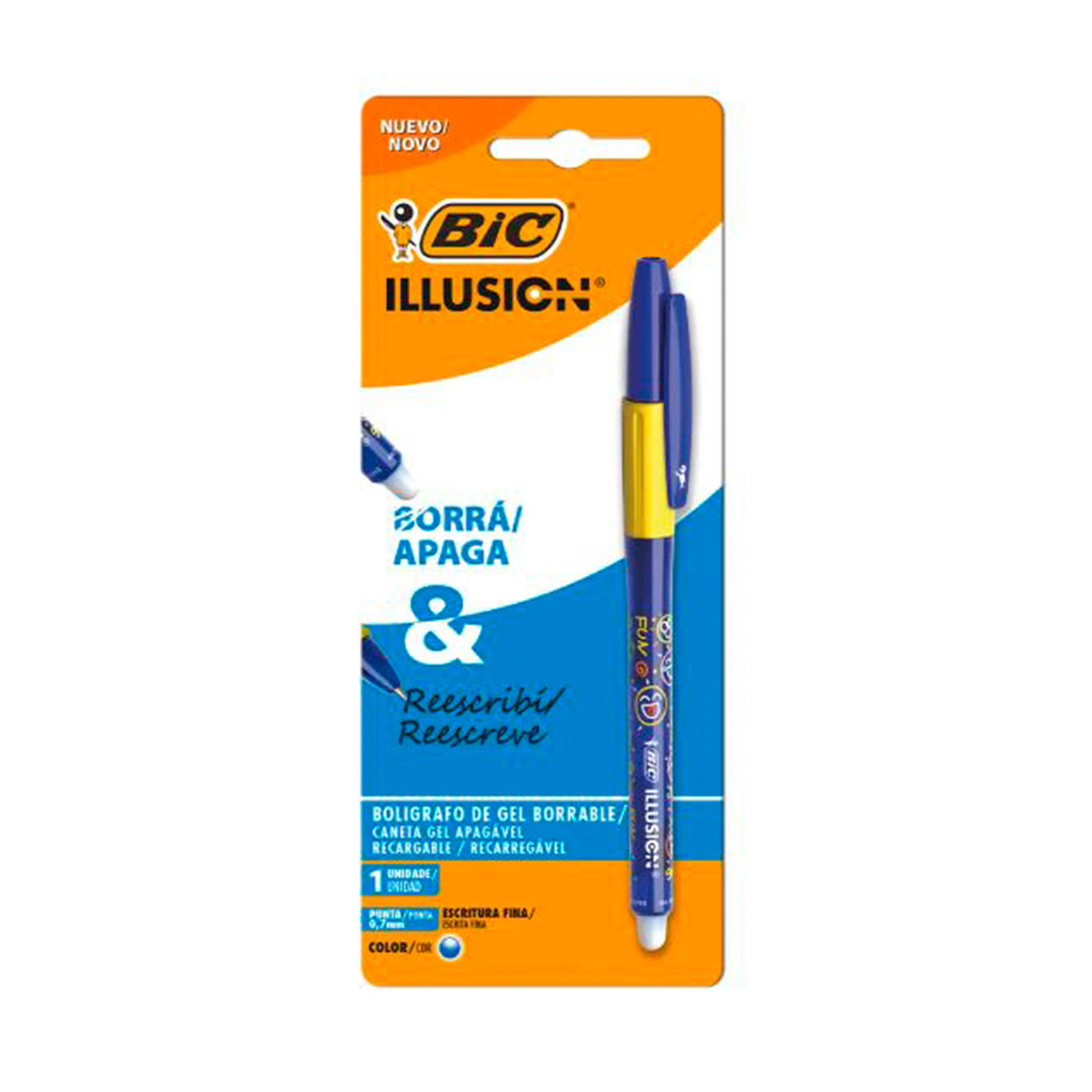 Roller gel Bic ilusión azul x 1 uni