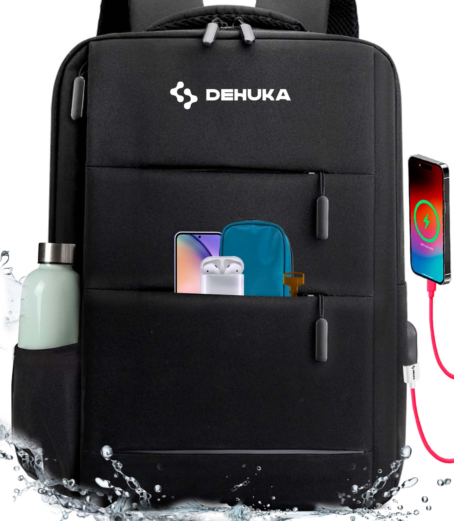 Mochila Urbana Deportiva Impermeable Con Carga Usb Dehuka B04 Negro