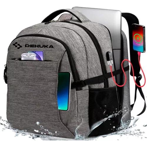 Mochila Impermeable Urbana Antirrobo Carga Usb Con Porta Notebook Color Gris Dehuka B01