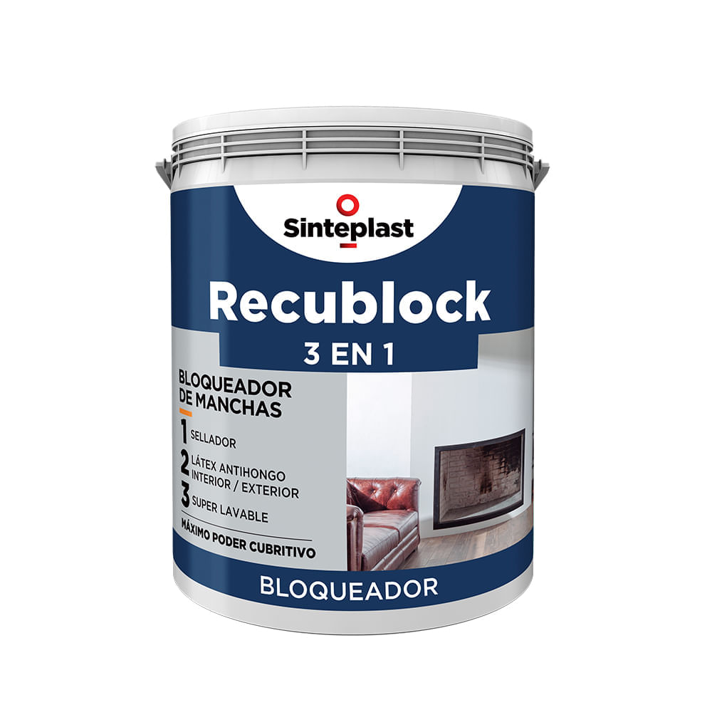 Bloqueador, sellador y látex antihongo Recublock 3 en 1 blanco 4 lts