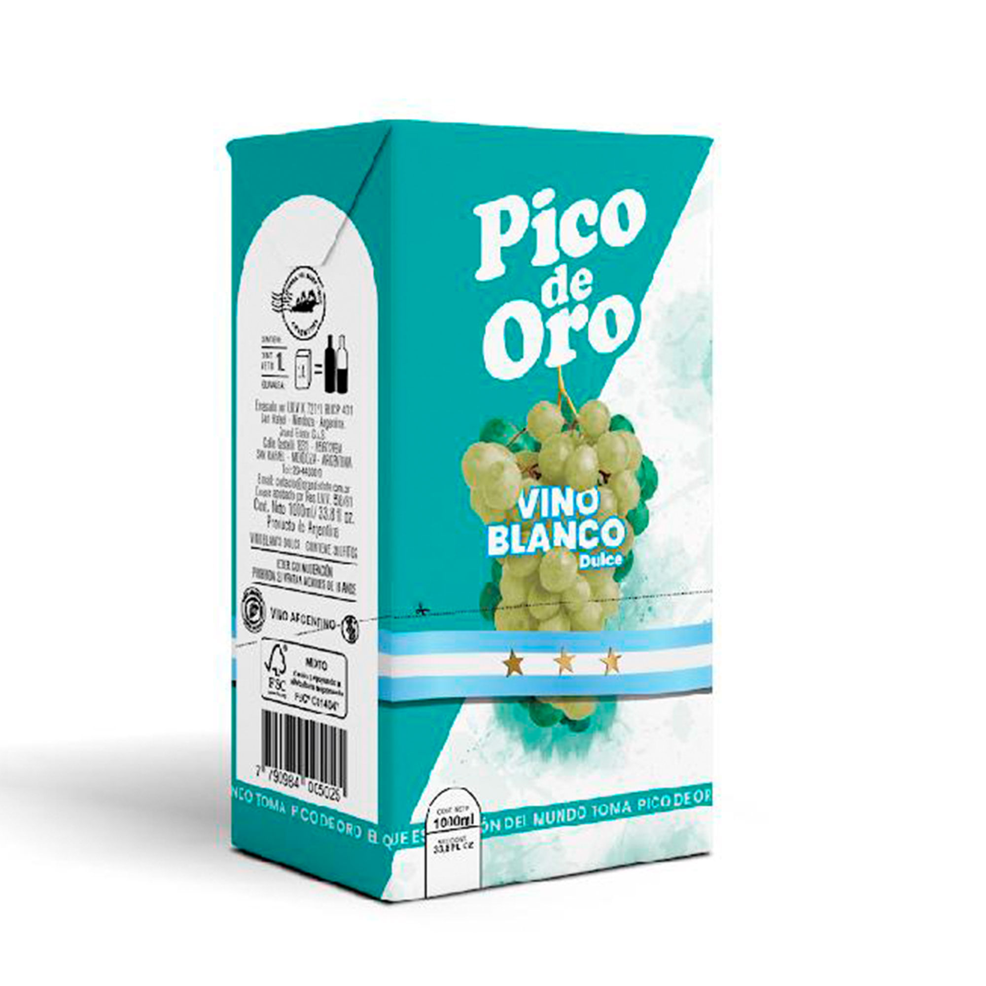 Vino blanco dulce Pico de oro birck 1 lt