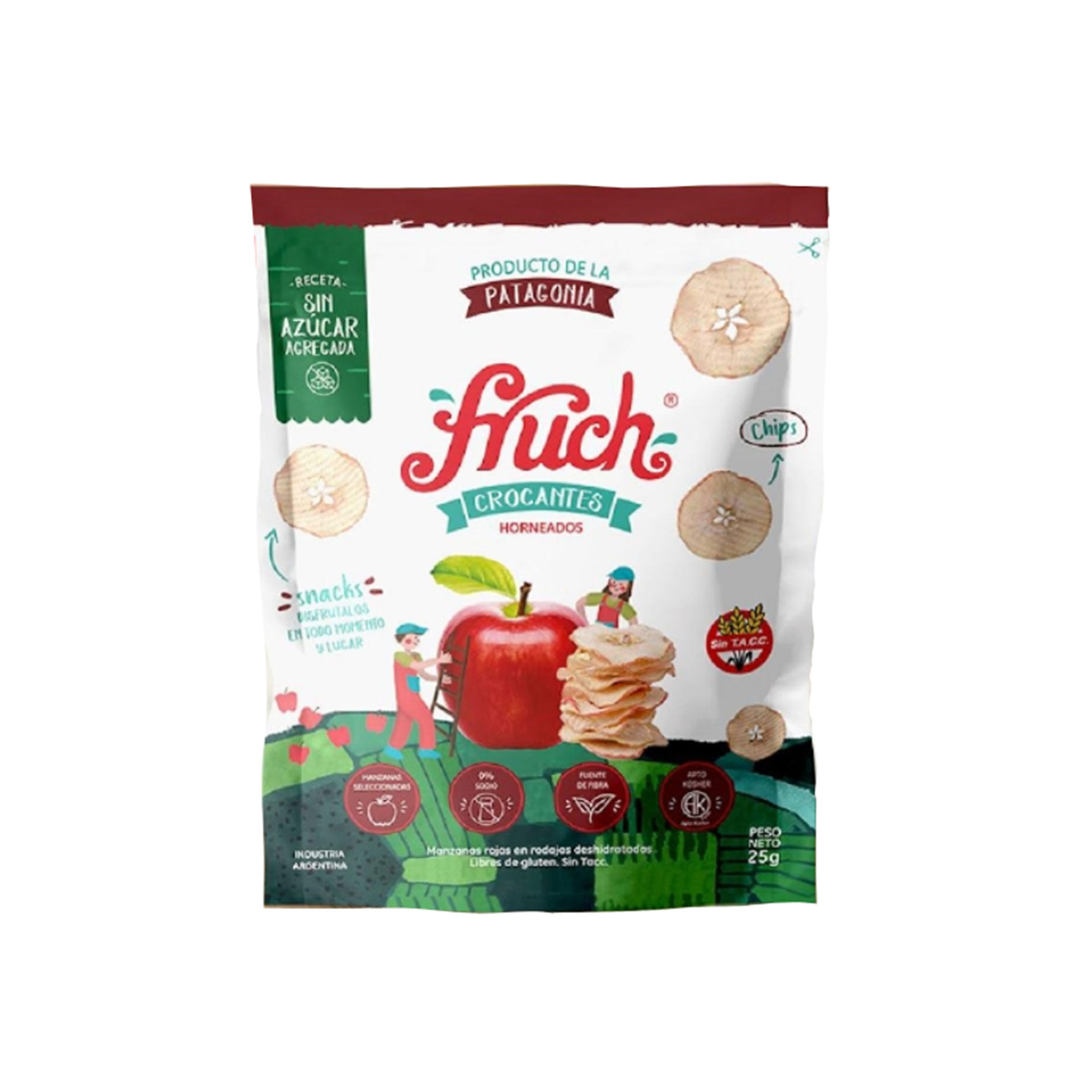 Chips sin azúcar de manzana roja Fruch deshidratada 25 grs
