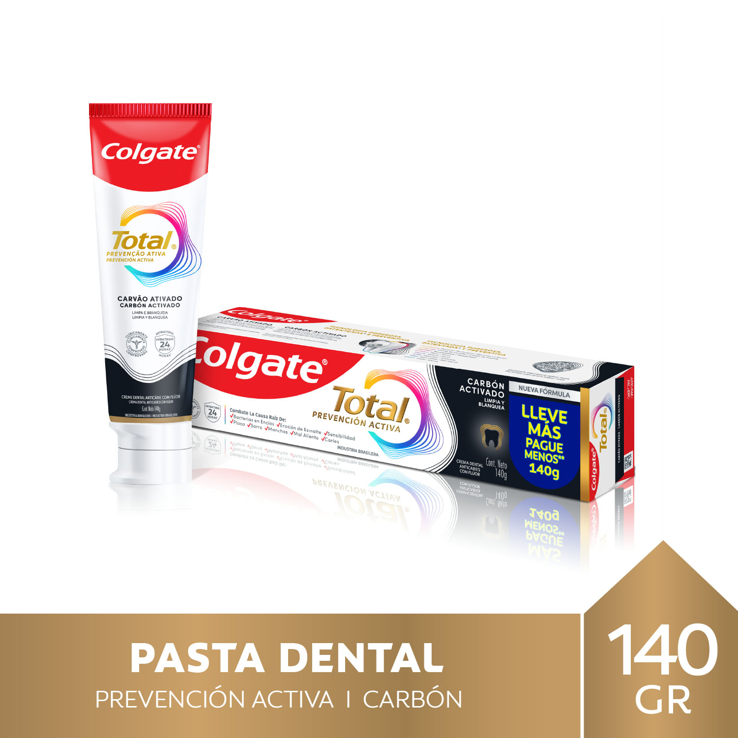 Pasta Dental Colgate Total Carbón Activado Con Flúor 140 G