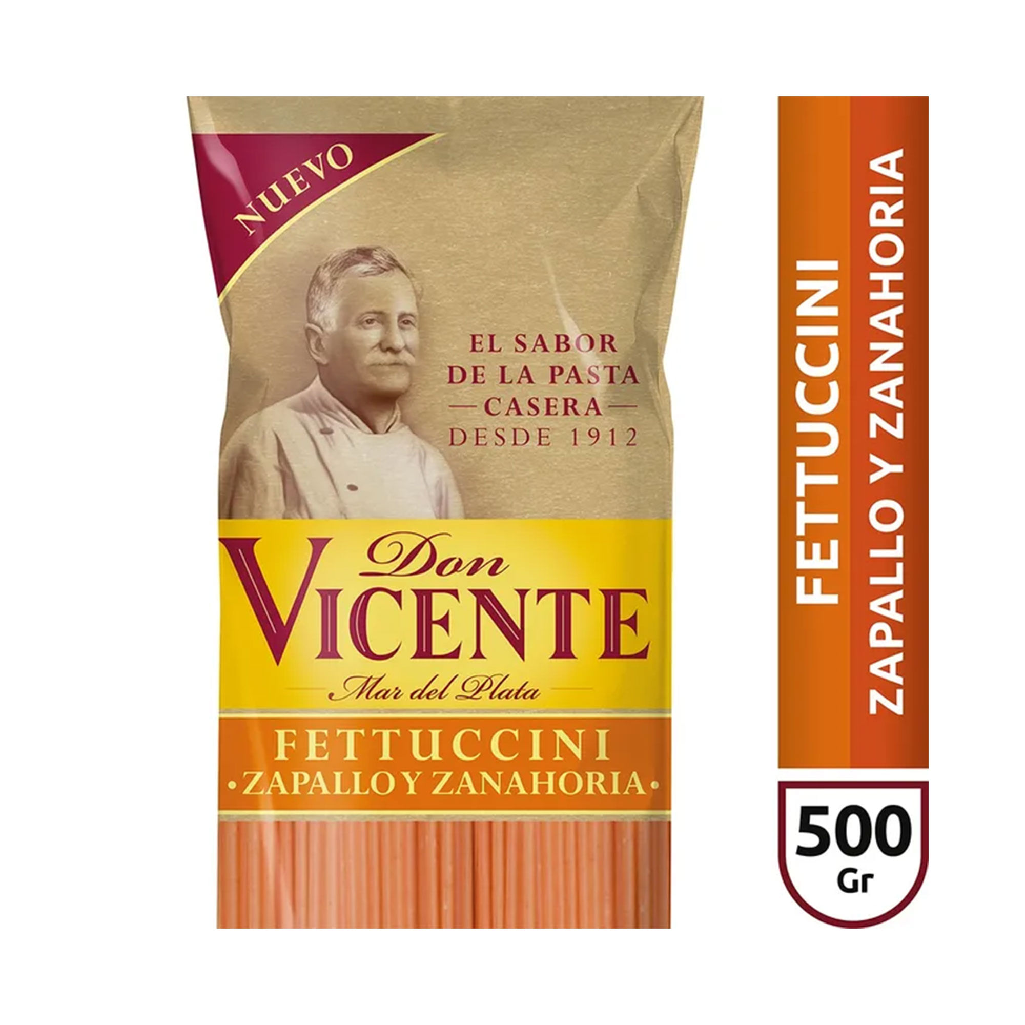 Fideos fettuccini Don Vicente de zapallo y zanahoria 500 grs