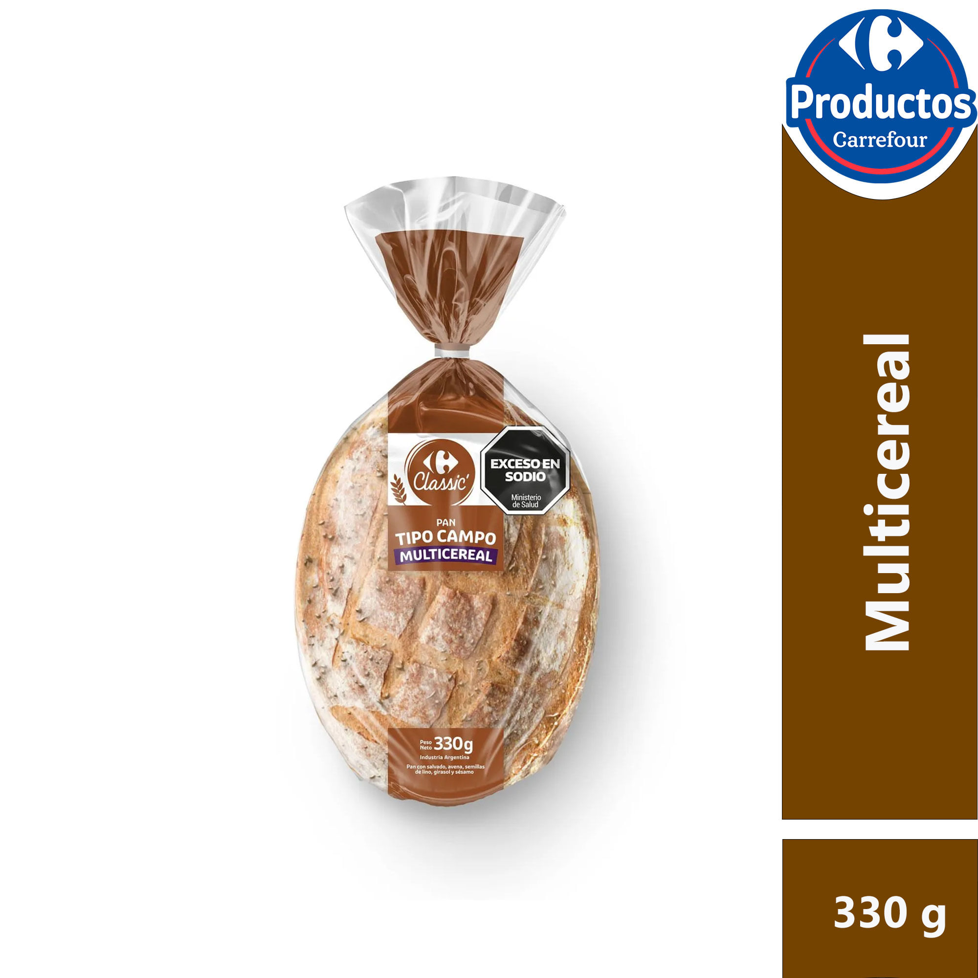 Pan tipo campo multicereal Carrefour Classic 330 grs