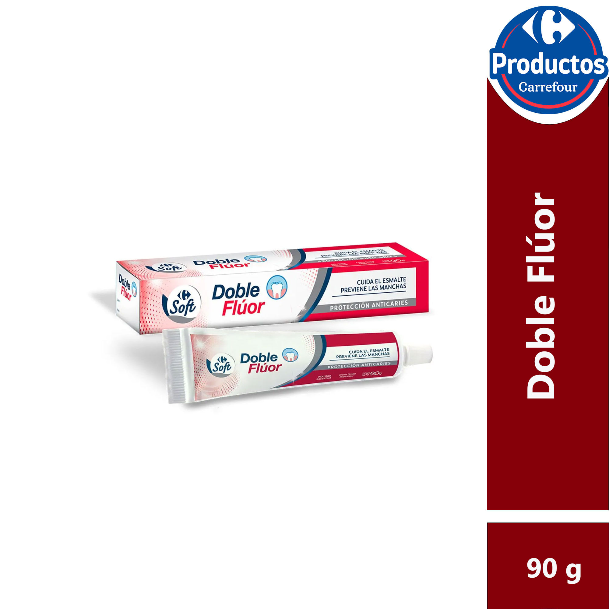 Pasta dental Carrefour Soft doble fluor 90 g.