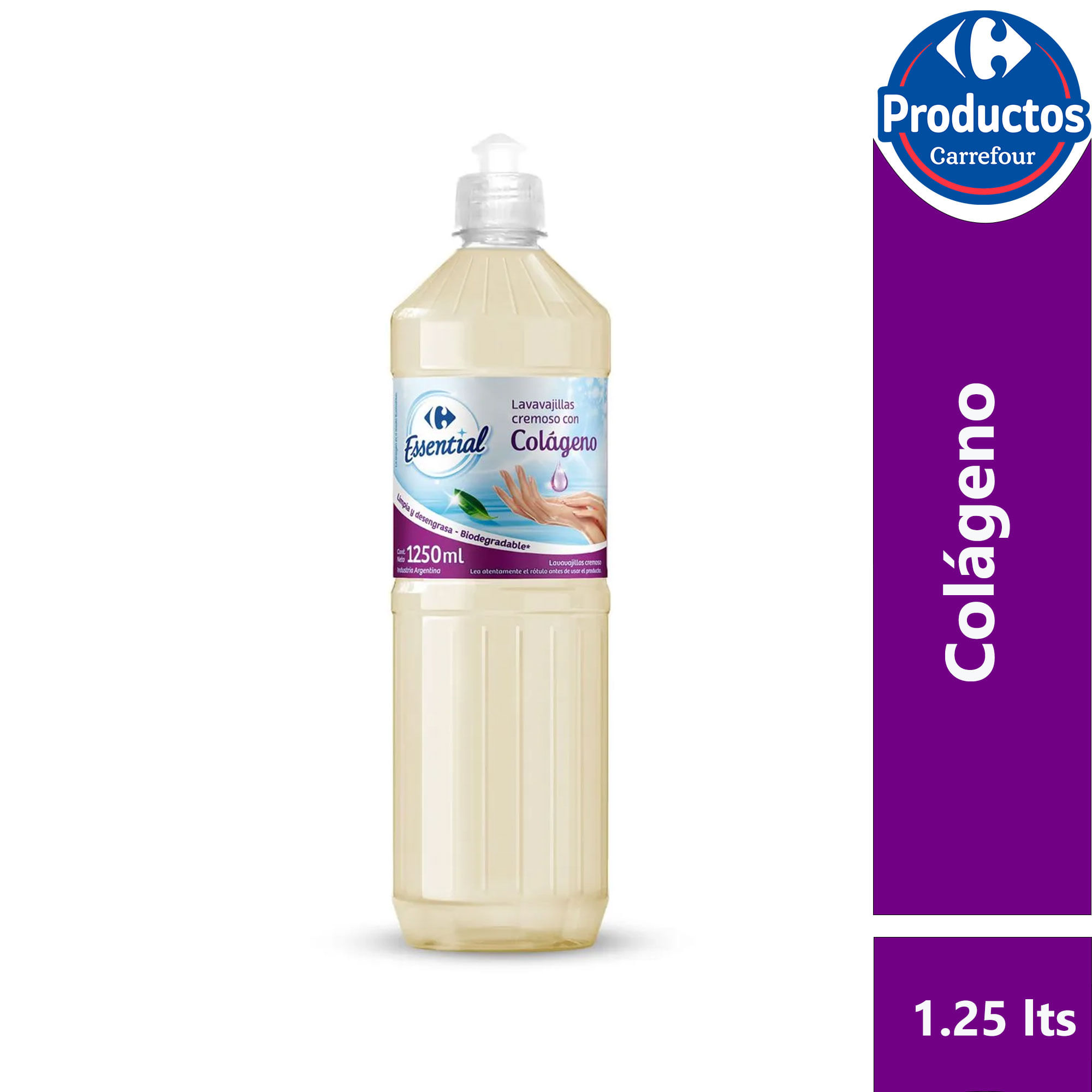 Lavavajilla con colágeno Carrefour Essential 1.25 lts