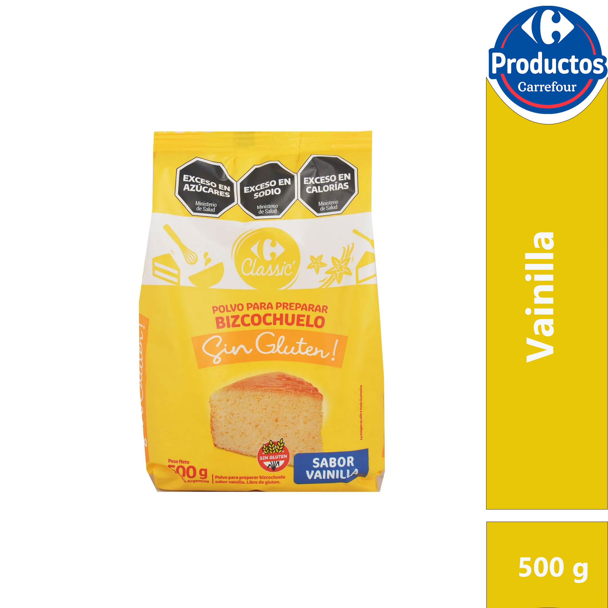 Bizcochuelo de vainilla Carrefour Classic sin tacc en bolsa 500 grs