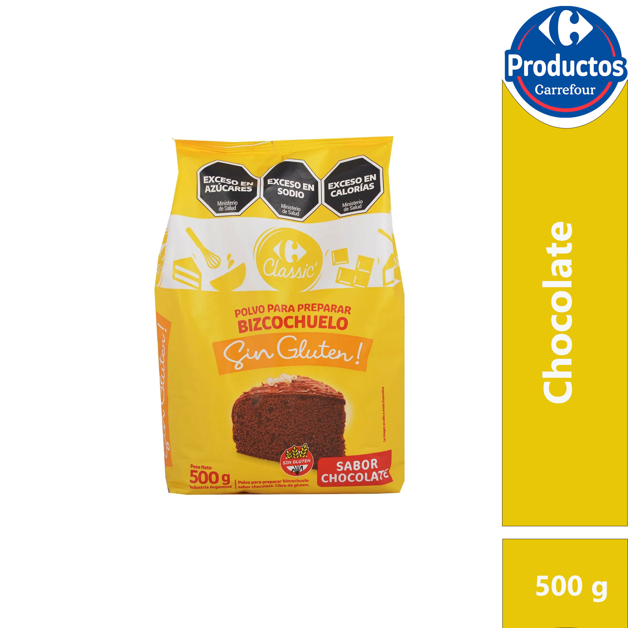 Bizcochuelo de chocolate Carrefour Classic sin tacc en bolsa 500 grs