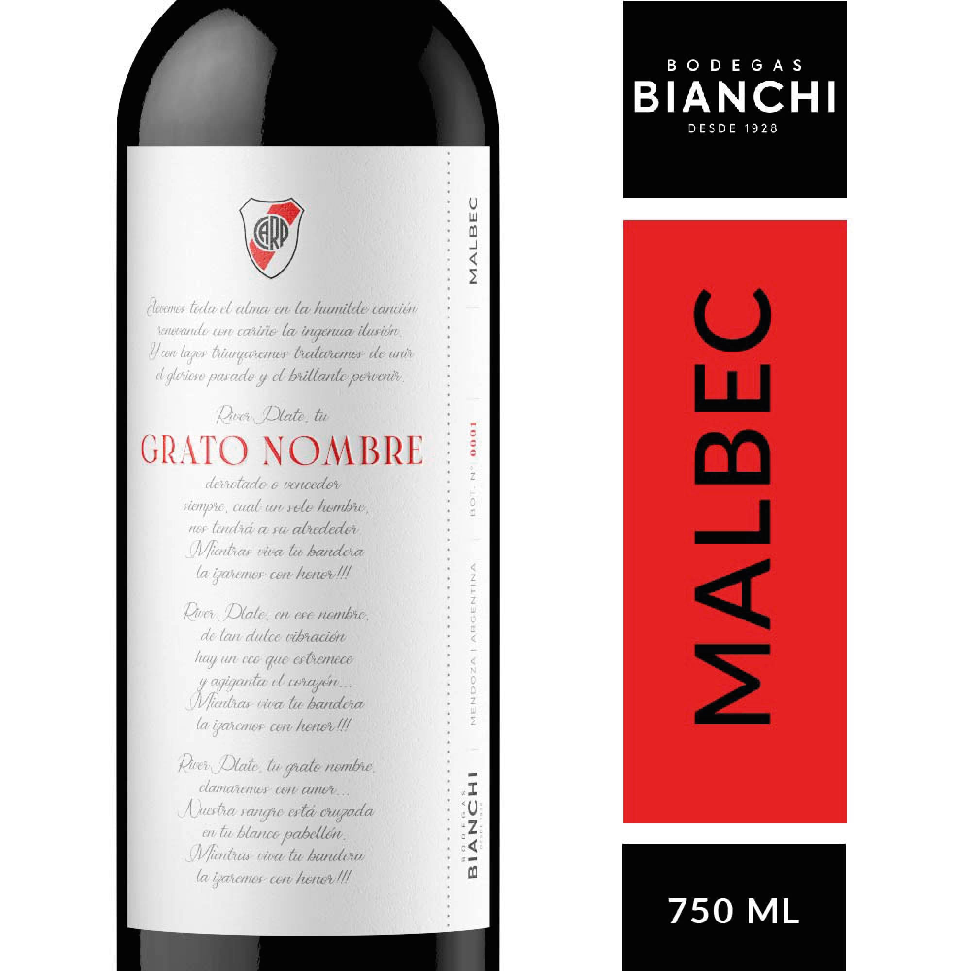 Vino tinto Malbec CARP Bianchi Grato Nombre 750 ml