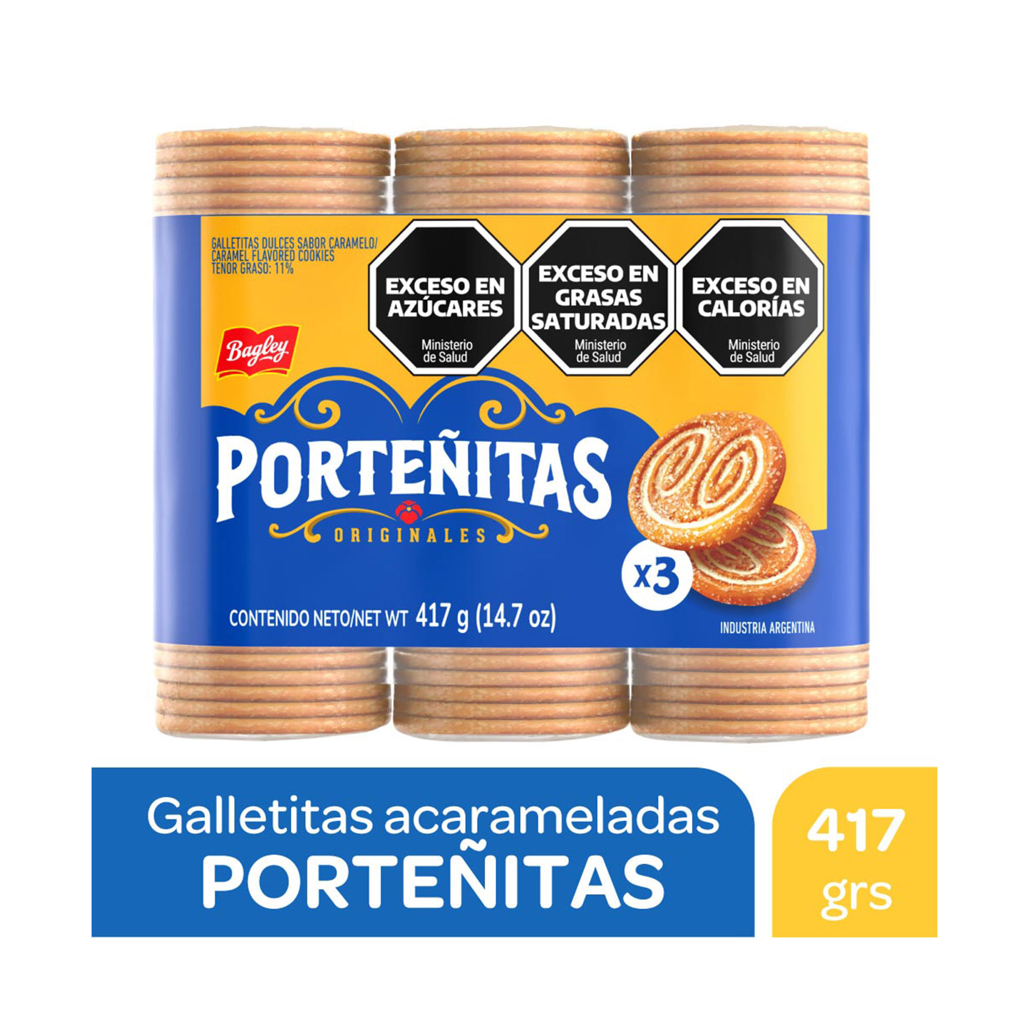 Galletitas Dulces Porteñitas Acarameladas 3 U 417 G