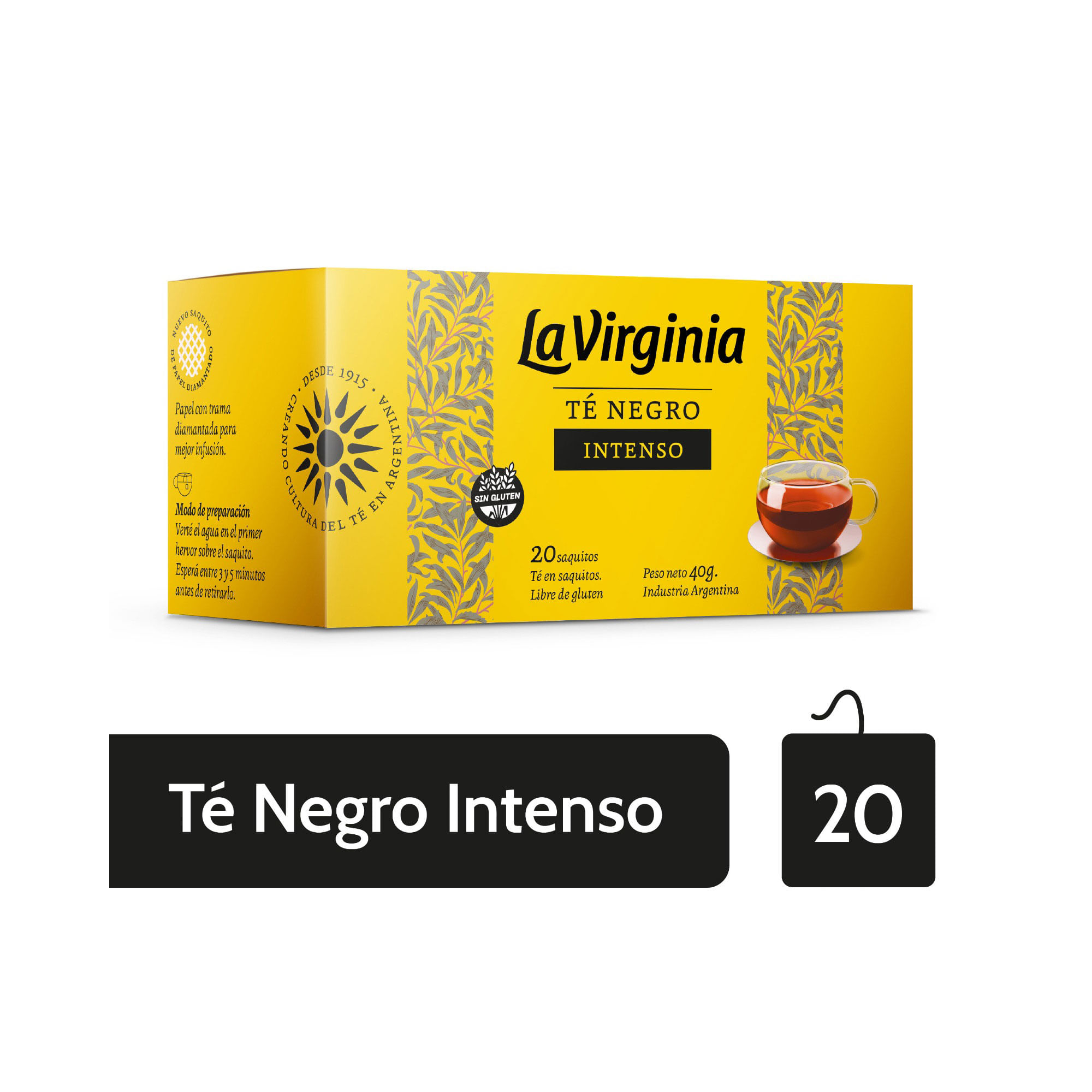 Té Negro La Virginia Intenso 20 Saquitos