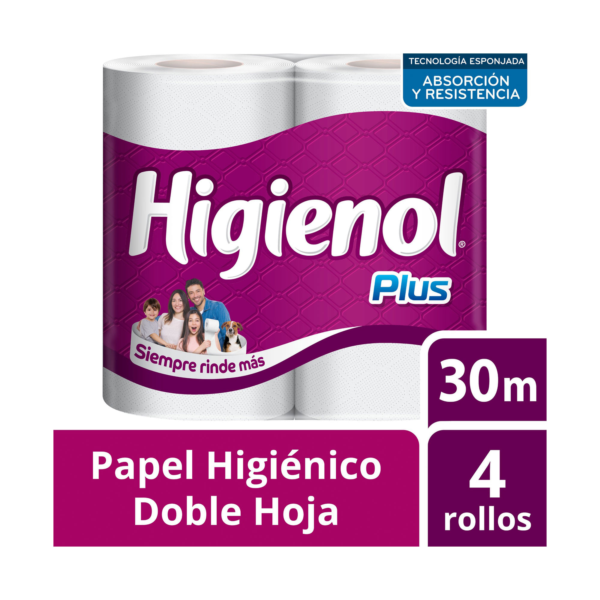 Papel higiénico doble hoja Higienol plus x4 30 mts.