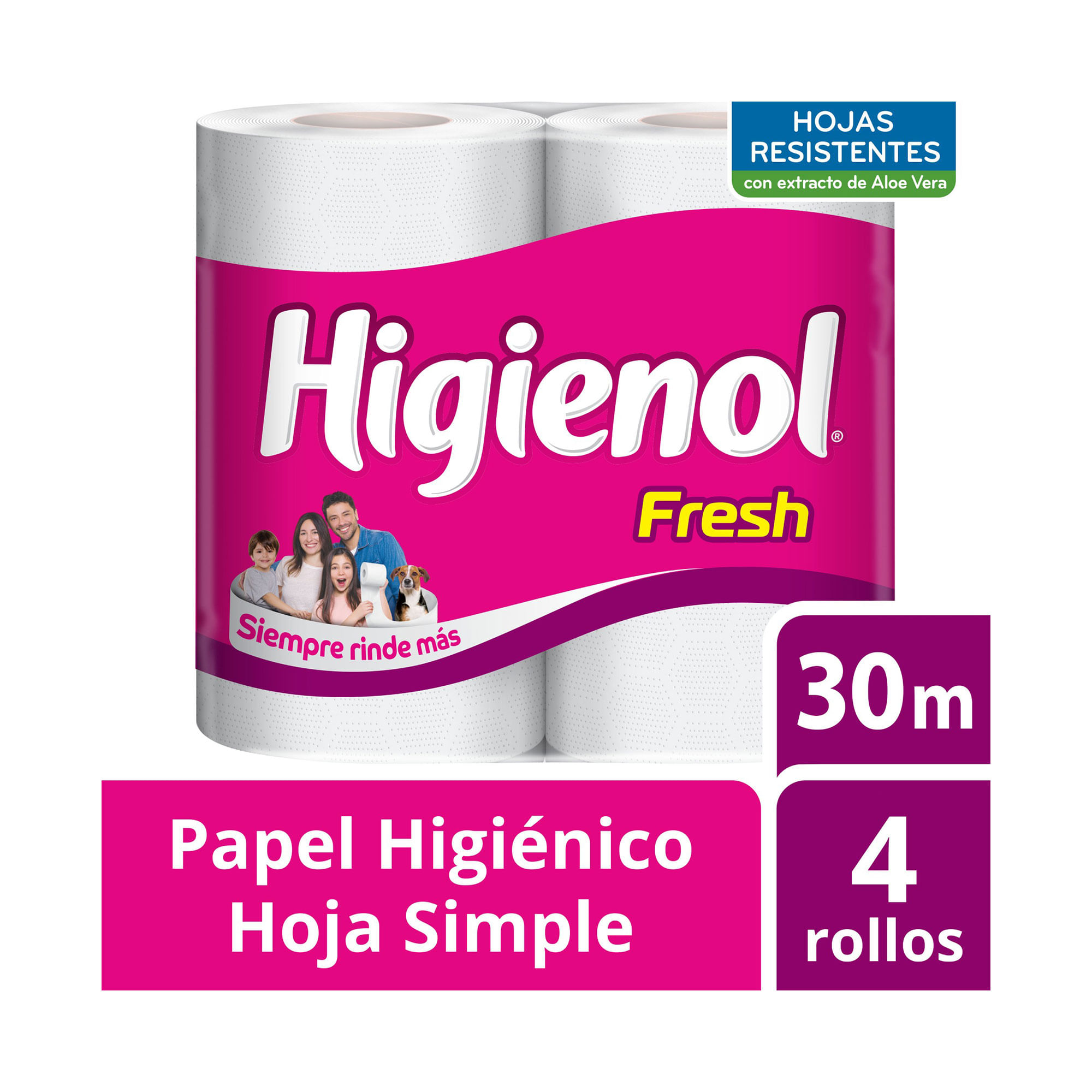 Papel Higiénico Higienol Fresh Hoja Simple 30 M 4 U