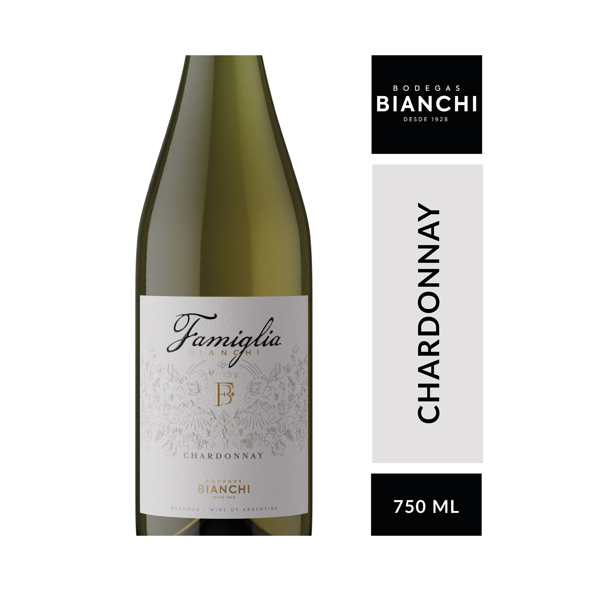 Vino blanco Chardonnay Famiglia Bianchi 750 ml