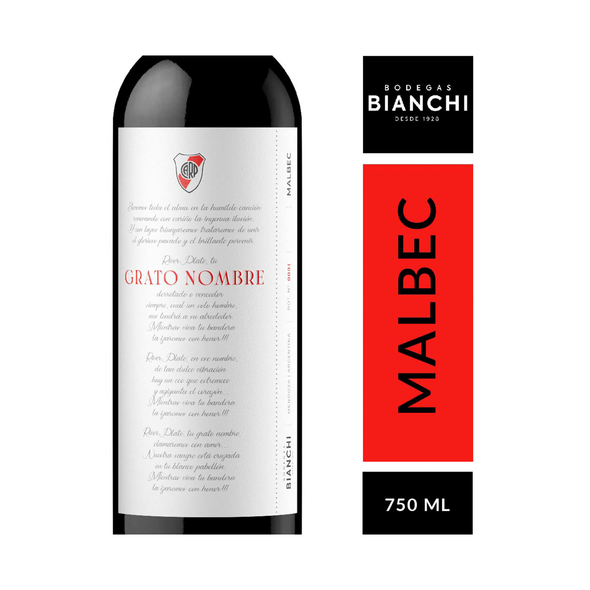 Vino tinto Malbec CARP Bianchi Grato Nombre 750 ml