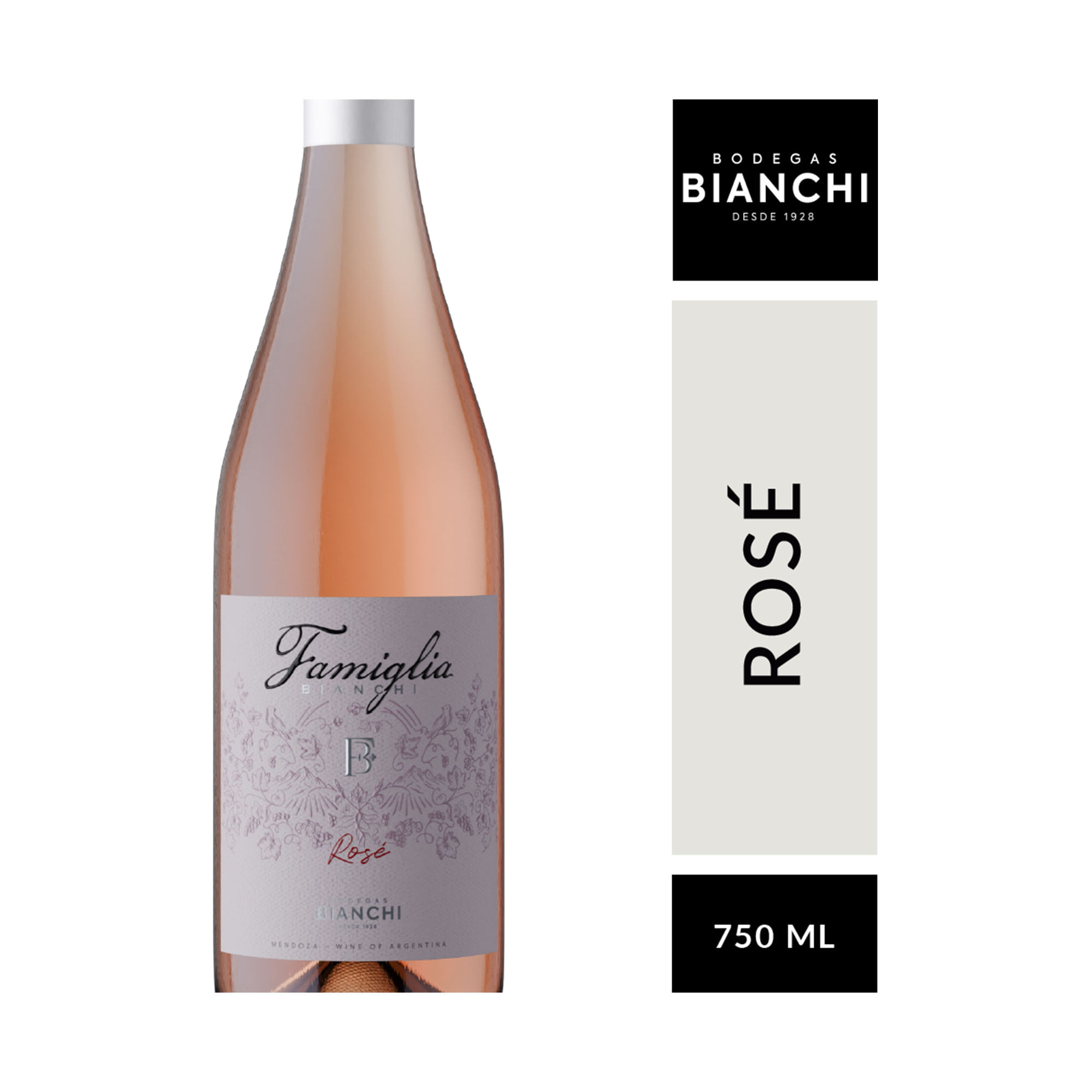 Vino rosado Rosé Famiglia Bianchi en botella 750 ml