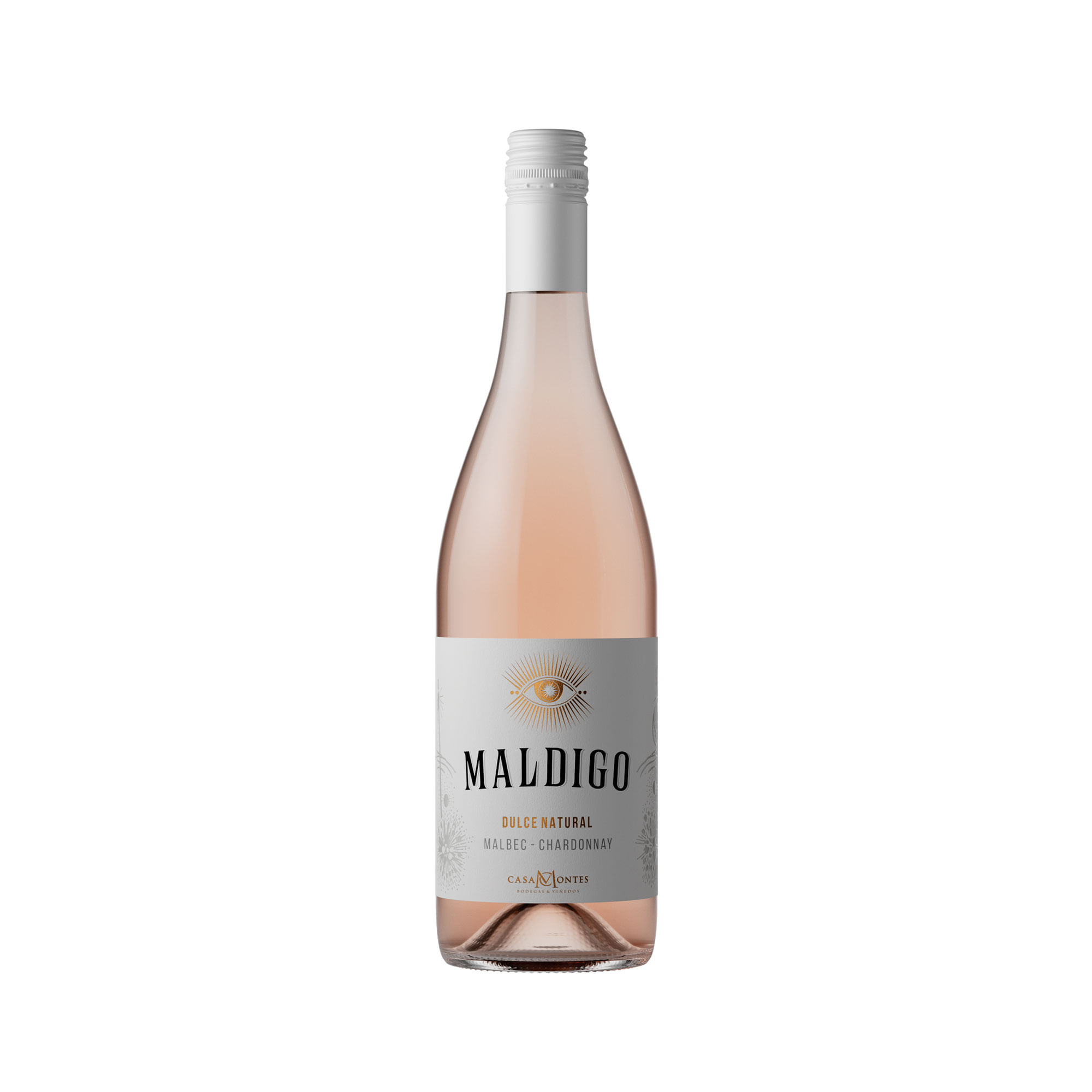 Vino rosado dulce Malbec Chardonnay Maldigo en botella 750 ml