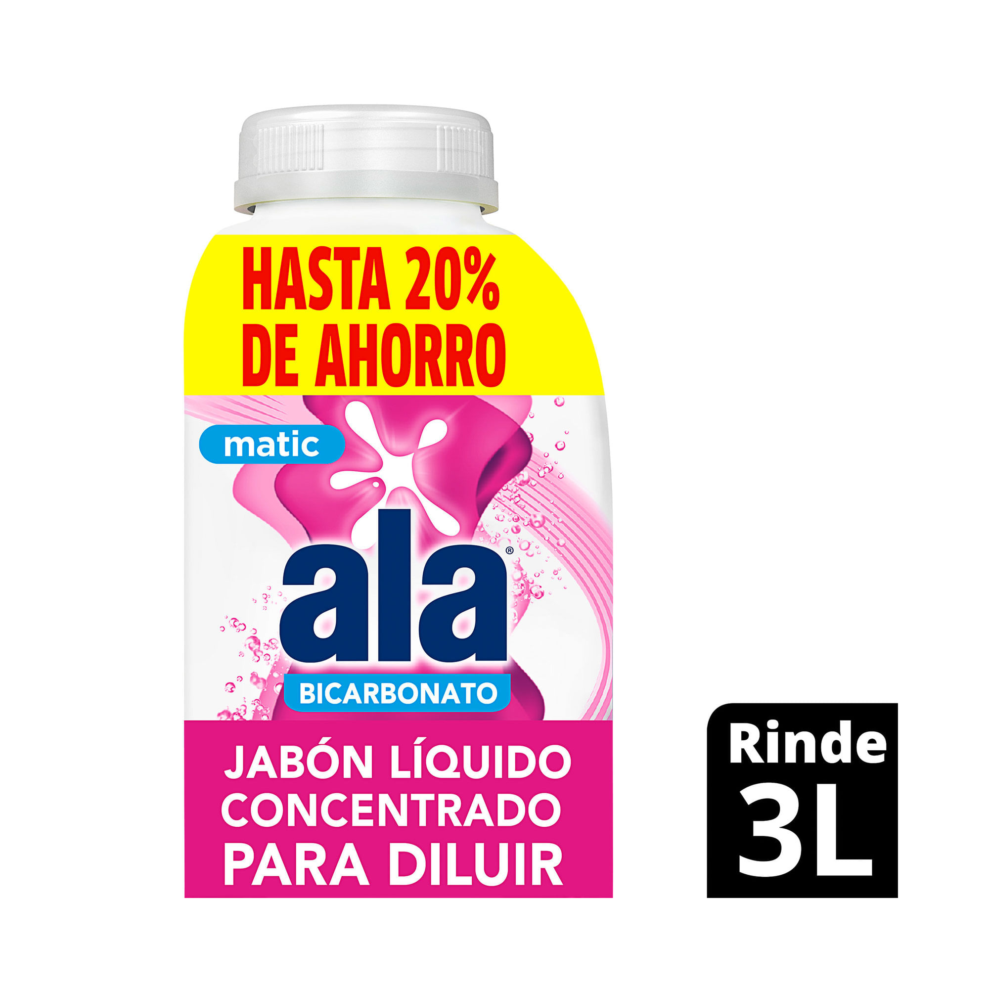 Jabón Líquido Para Ropa Ala Lavado Total Con Bicarbonato Para Diluir 500 Ml