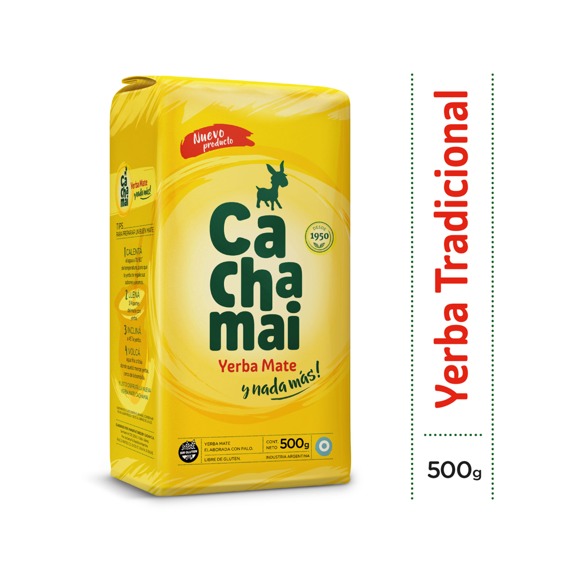 Yerba mate tradicional Cachamai estacionada 500 grs