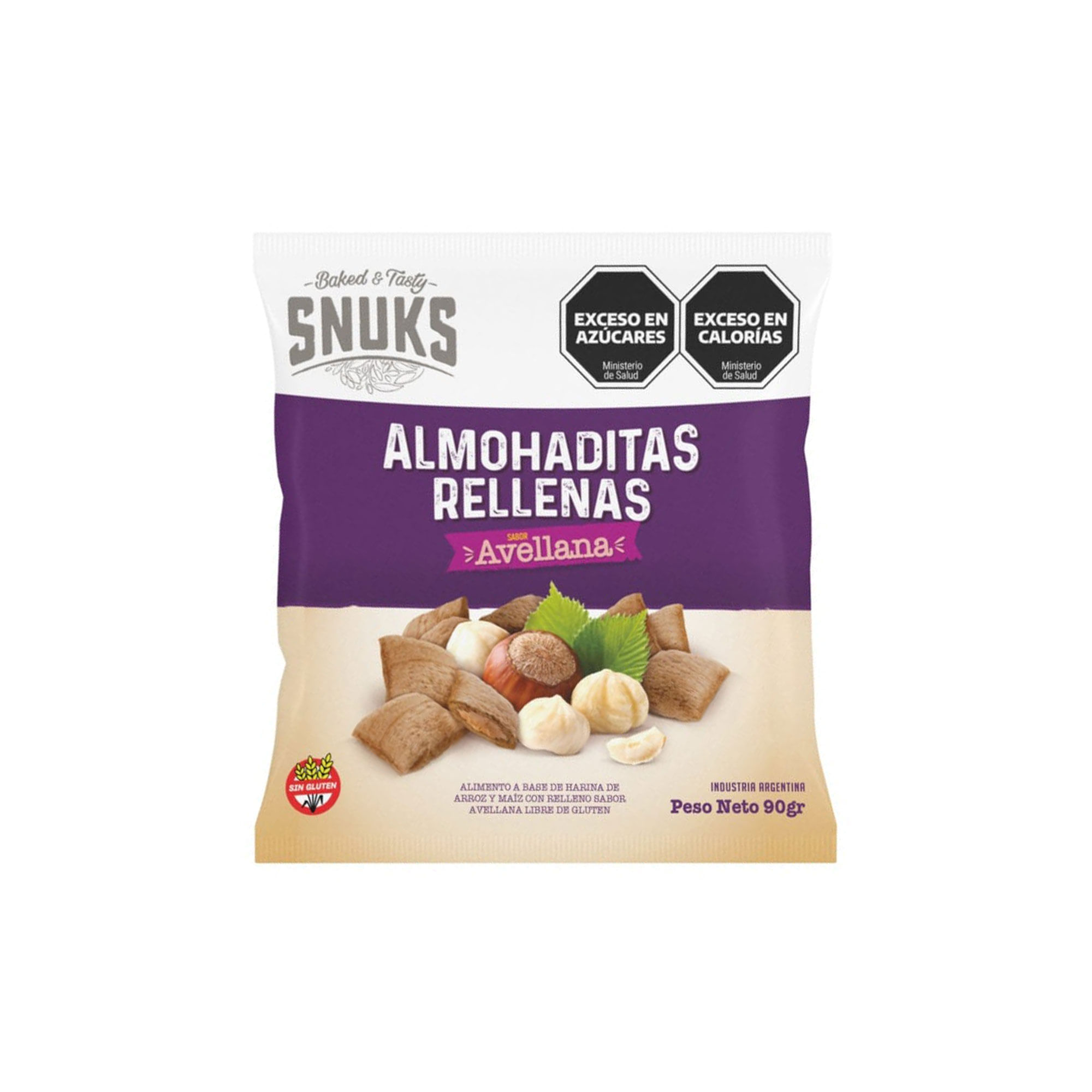 Almohaditas sin tacc Snuks rellenas de avellanas 90 grs