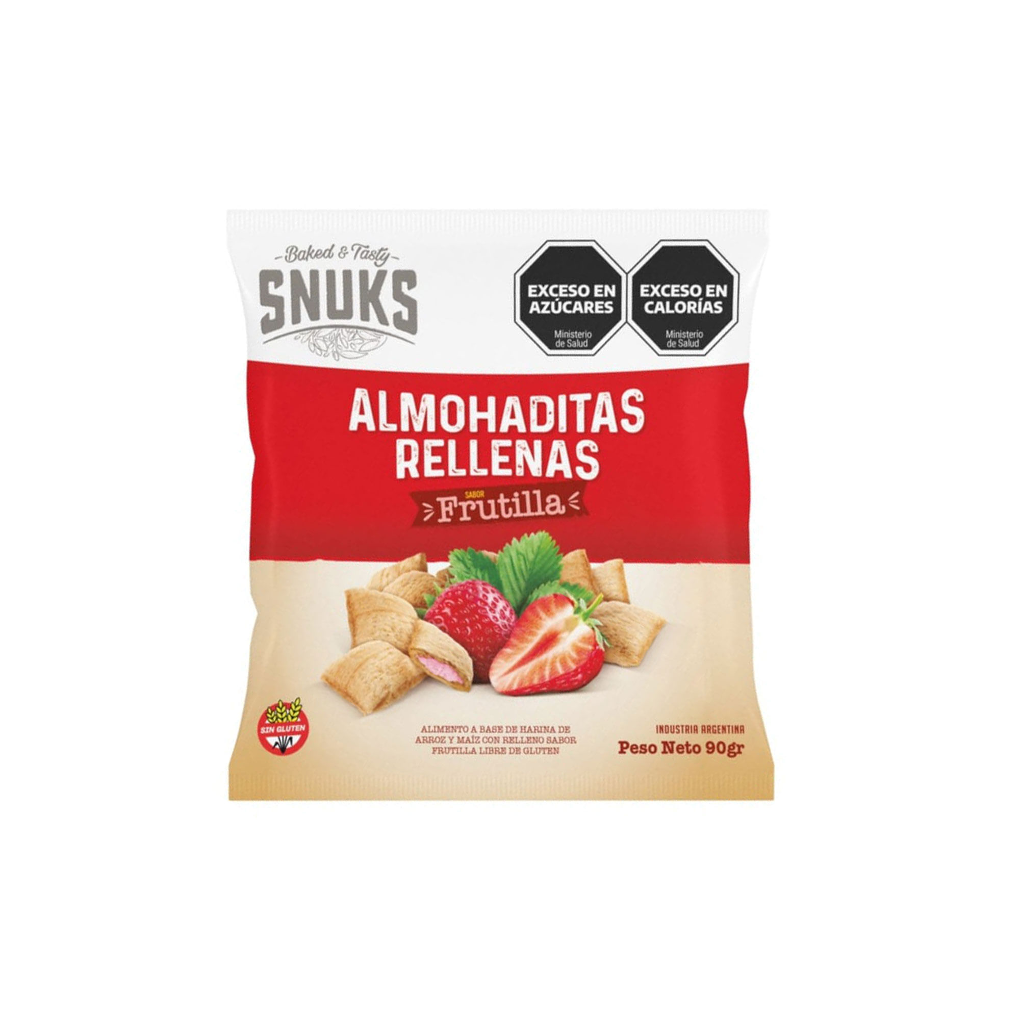 Almohaditas sin tacc Snuks rellenas de frutilla 90 grs