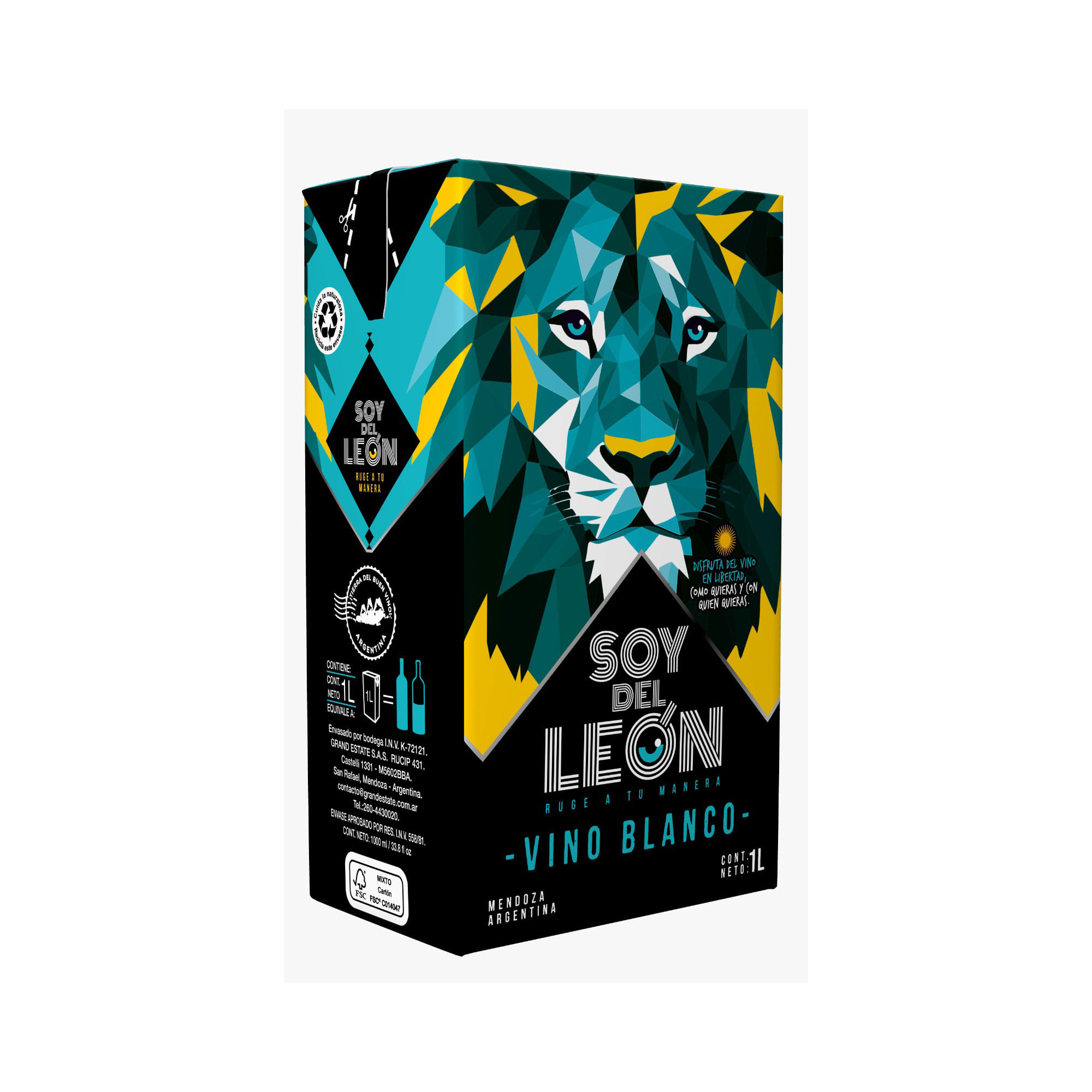 Vino blanco Soy del León tetra 1 lt
