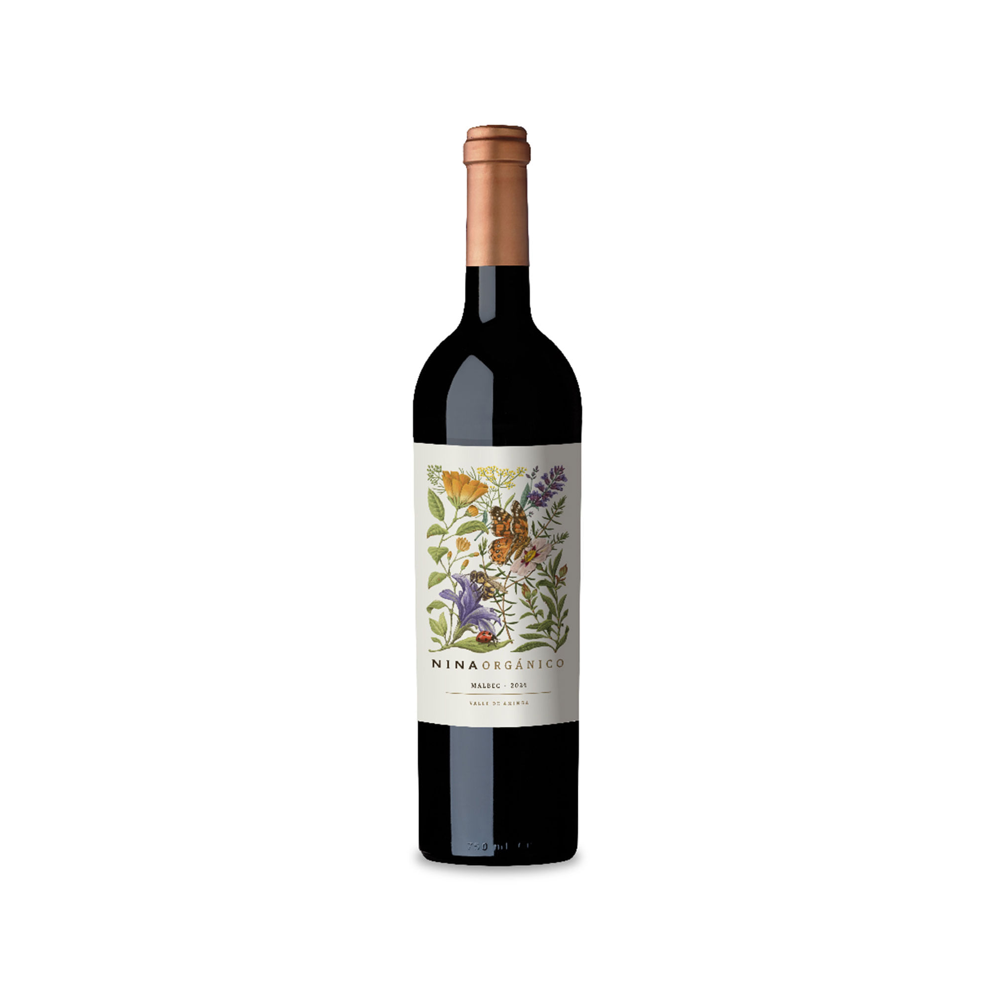 Vino tinto Malbec orgánico Nina en botella 750 ml