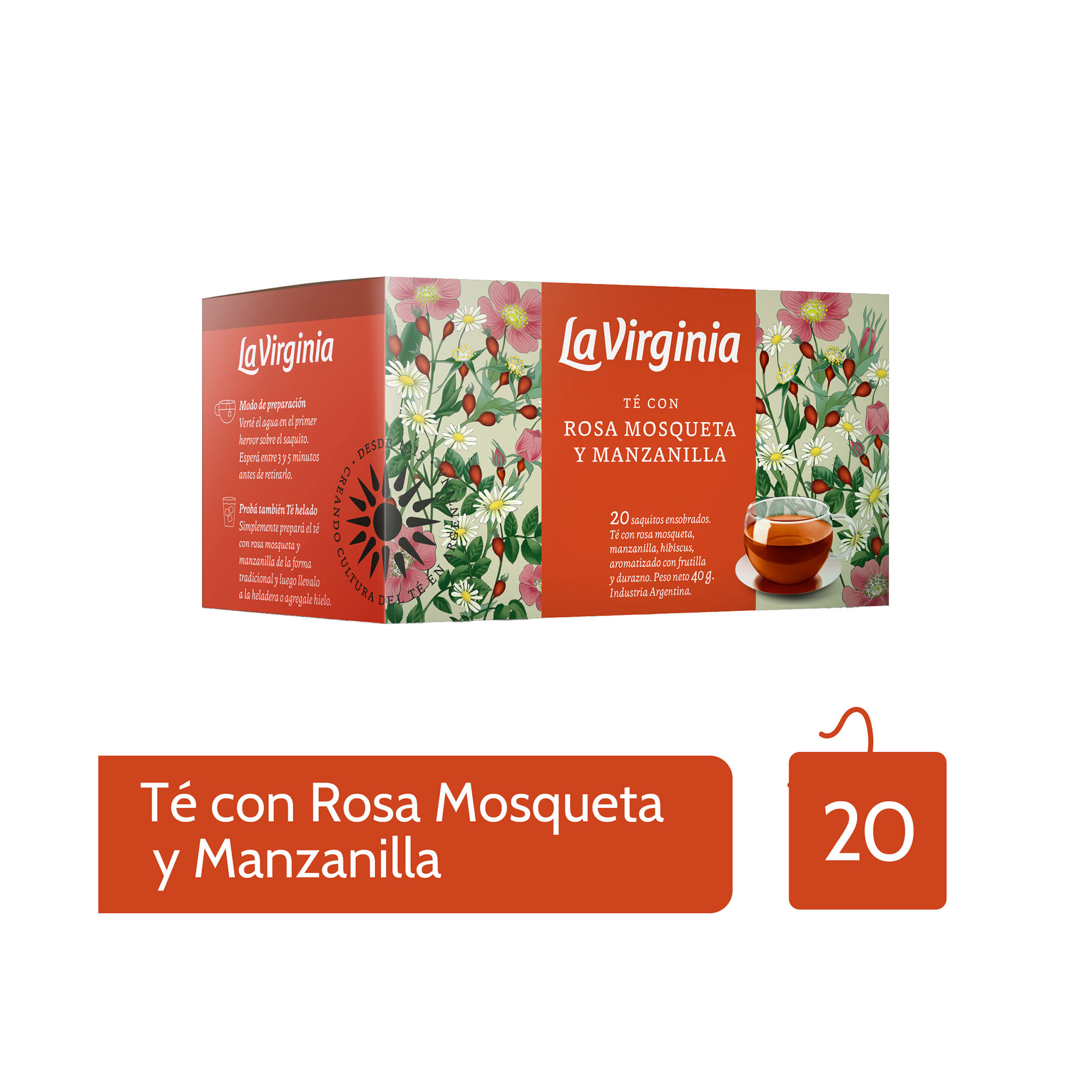 Té de manzanilla en saquitos La Virginia rosa mosqueta 20 u.