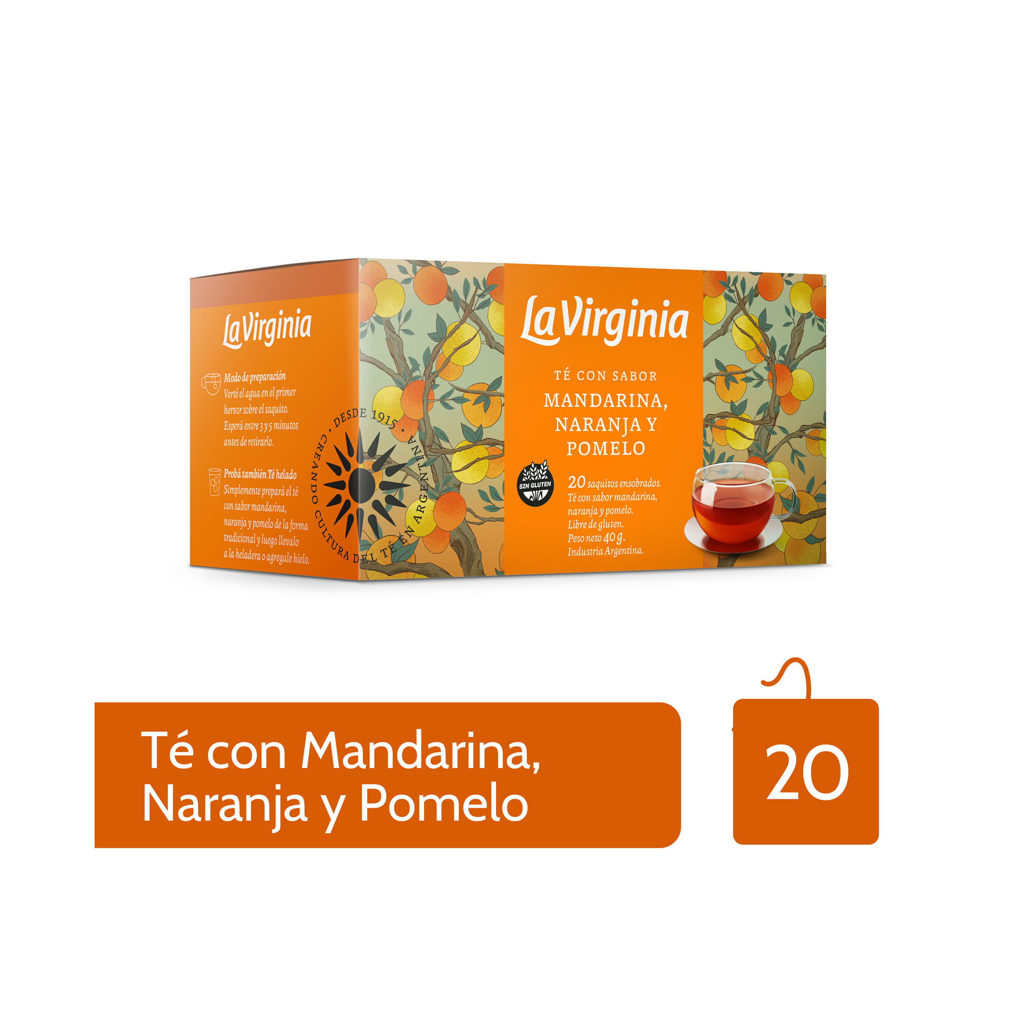 Té La Virginia mandarina naranja pomelo x 20 uni