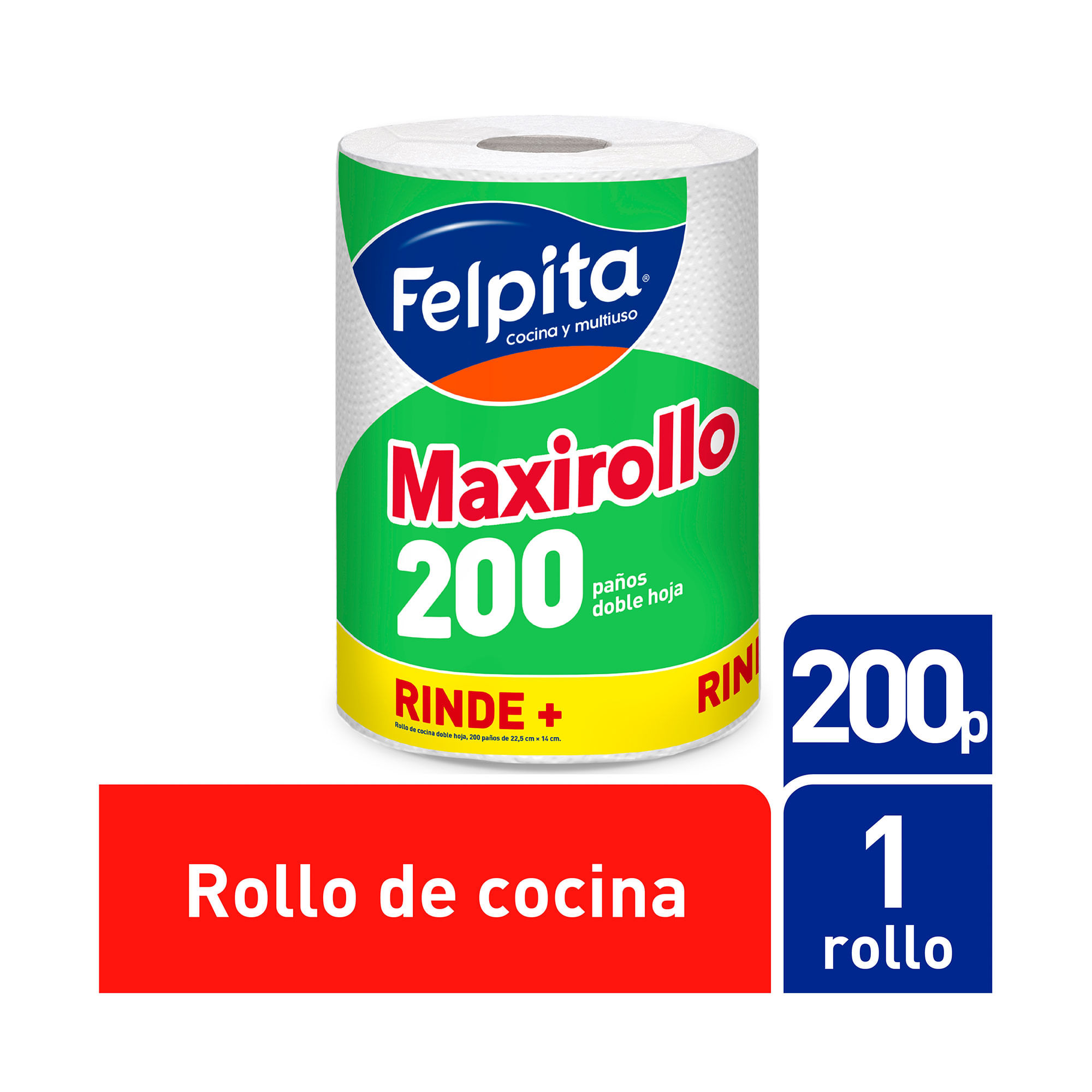 Maxi Rollo De Cocina Felpita Doble Hoja 200 Paños 1 U