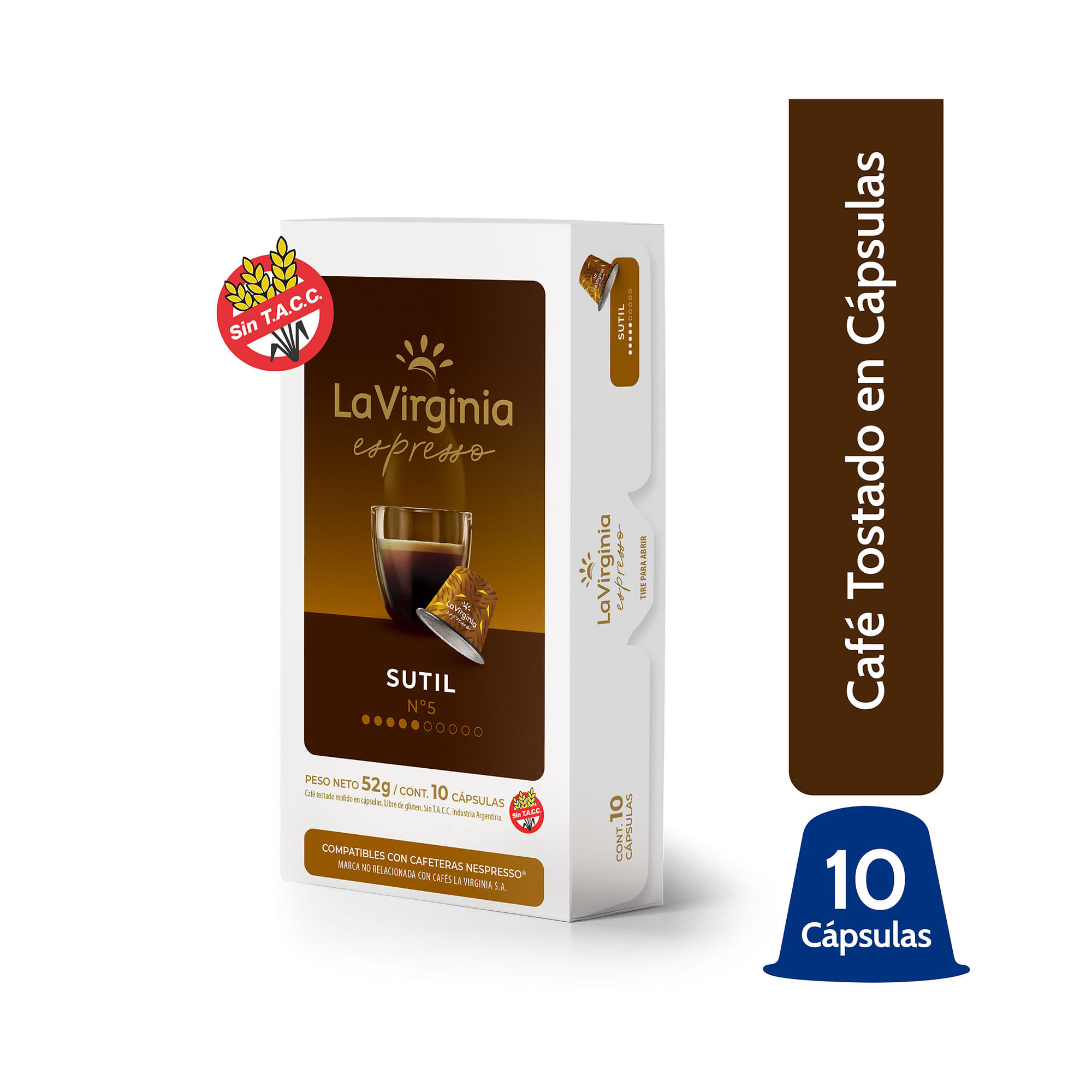 Café En Cápsulas La Virginia Sutil 10 U 52 G