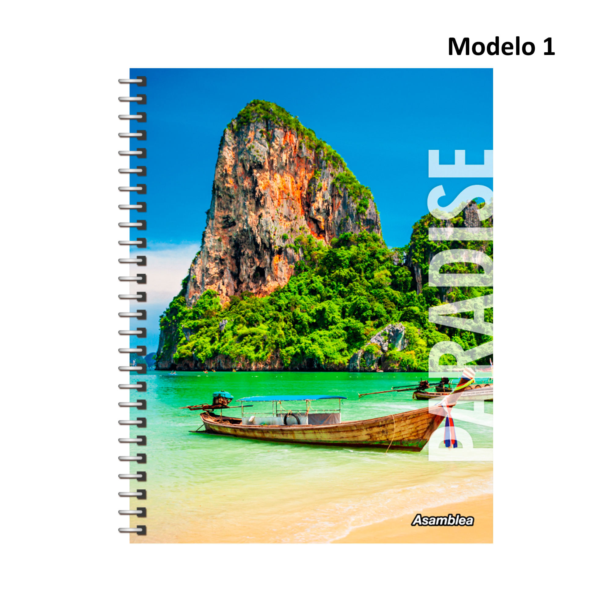 Cuaderno Asamblea 22x29 cm espiral paraísos 80 hojas rayado (Modelos Surtidos)