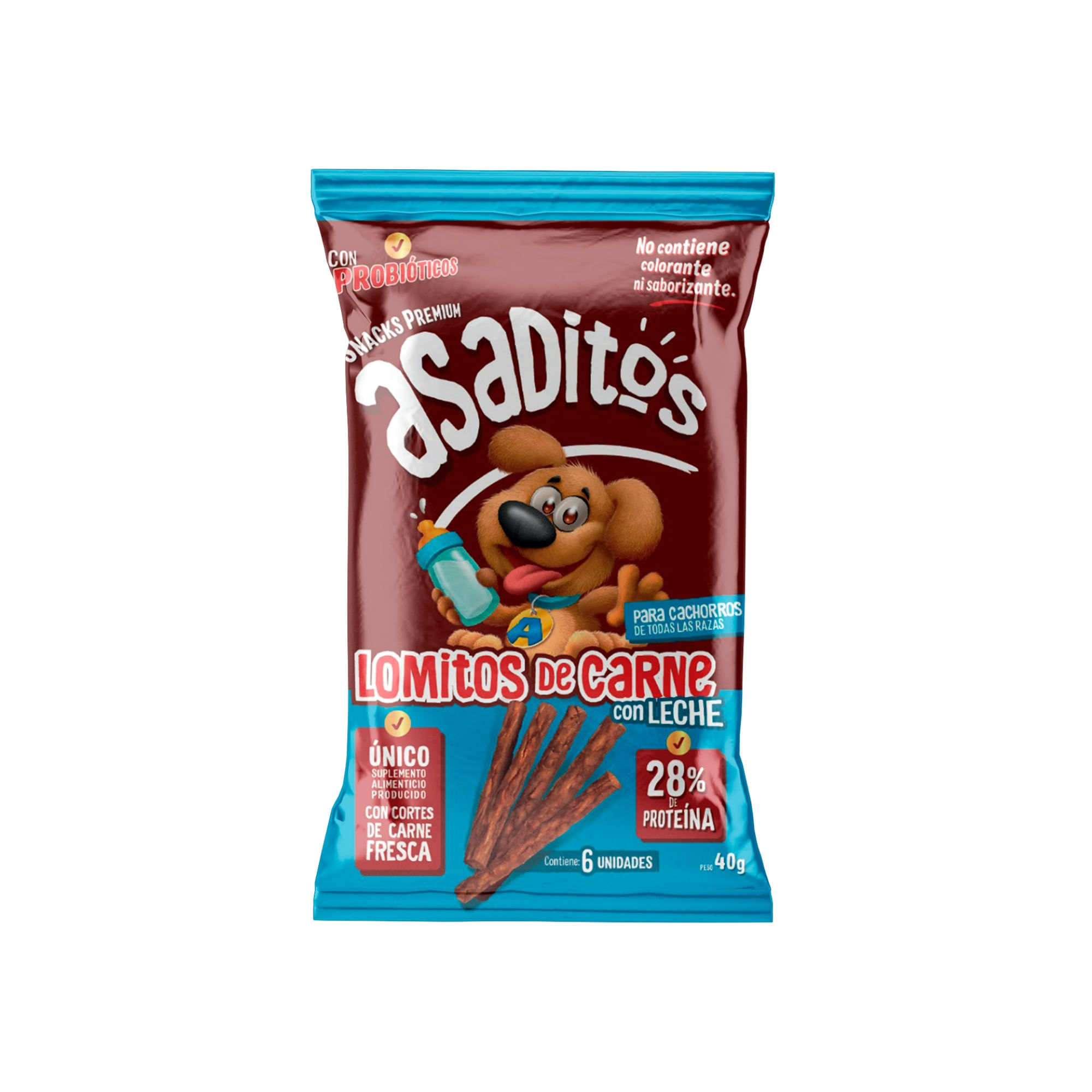 Snack para perros Asaditos lomito carne y leche 40 grs
